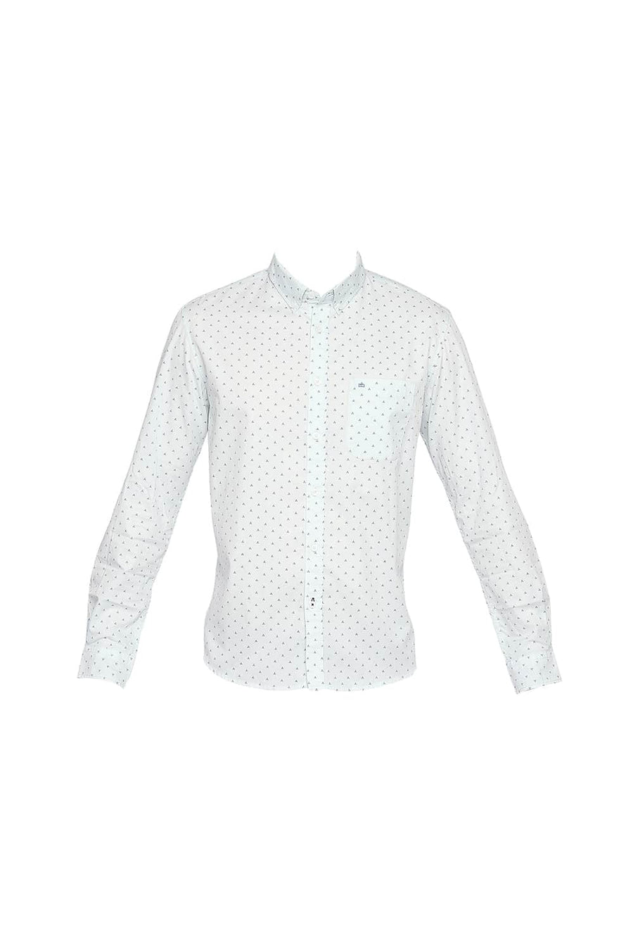 BASICS SLIM FIT CHALK BLUE TWILL PRINTED SHIRT