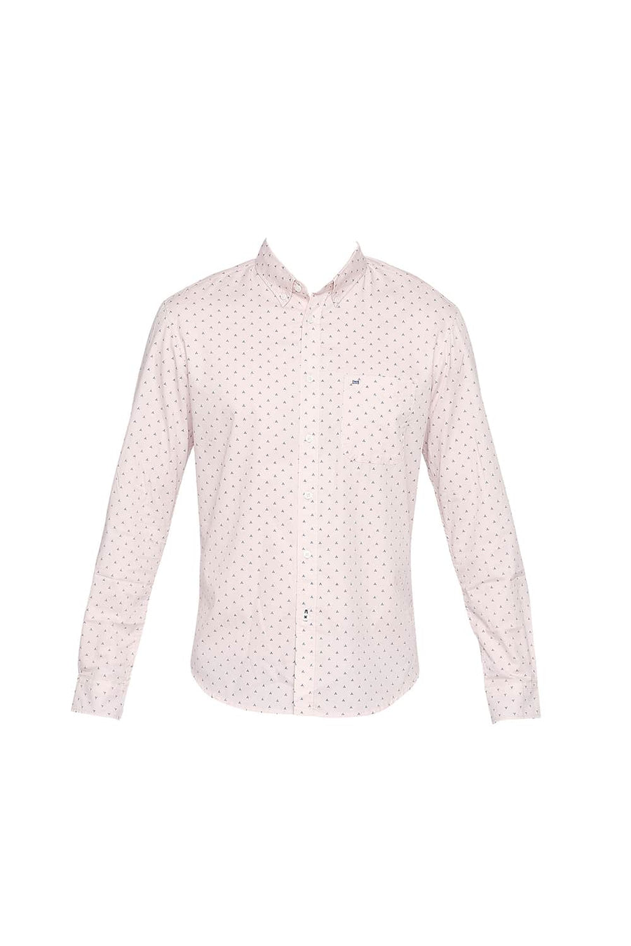 BASICS SLIM FIT PALE ORANGE TWILL PRINTED SHIRT