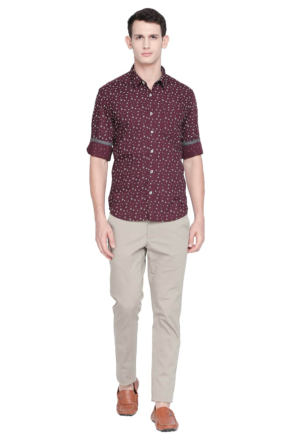 BASICS SLIM FIT PRINTED SHIRT