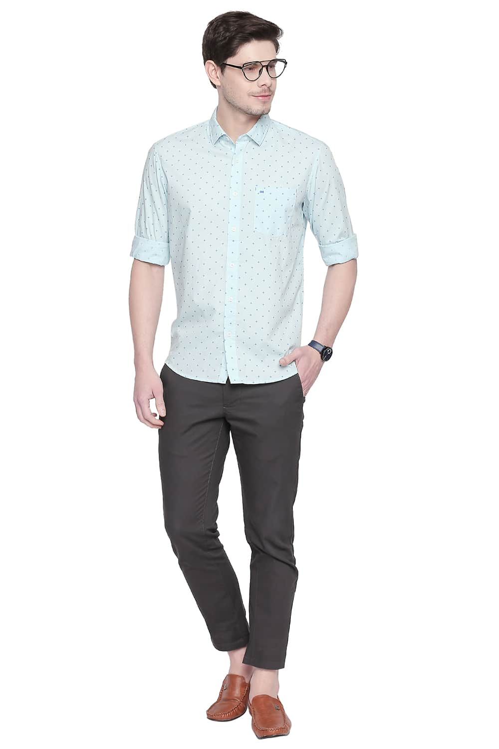 BASICS SLIM FIT PRINTED SHIRT