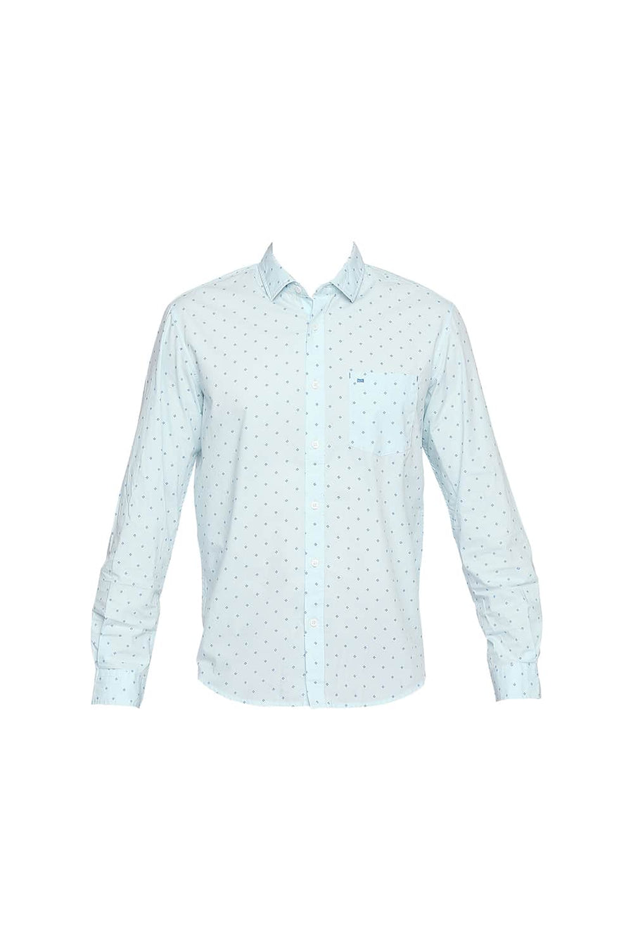 BASICS SLIM FIT SKY BLUE PRINTED SHIRT