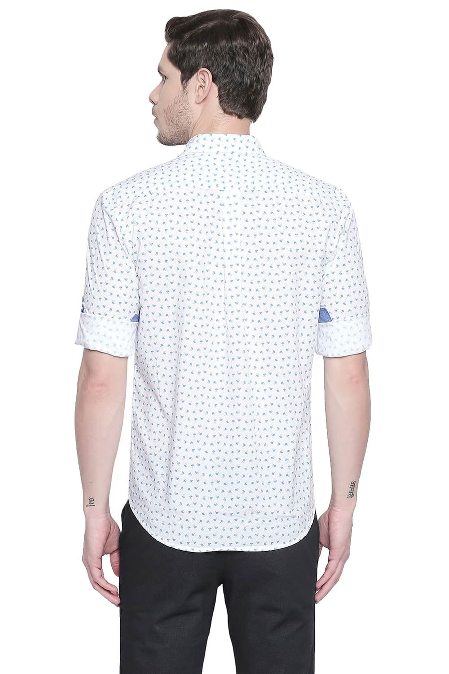 BASICS SLIM FIT BLUE DANUBE PRINTED SHIRT