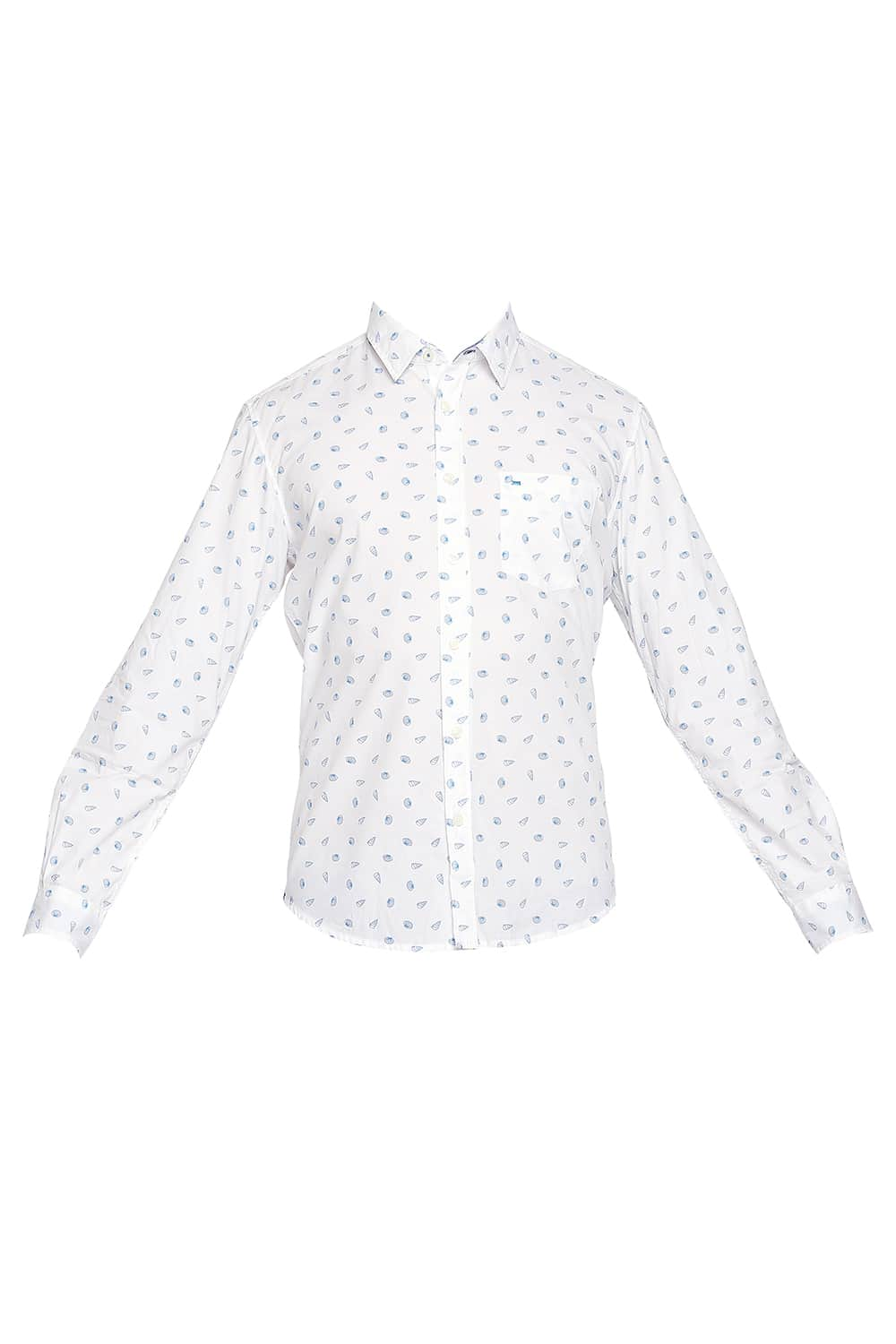 BASICS SLIM FIT POPLIN PRINTED SHIRT