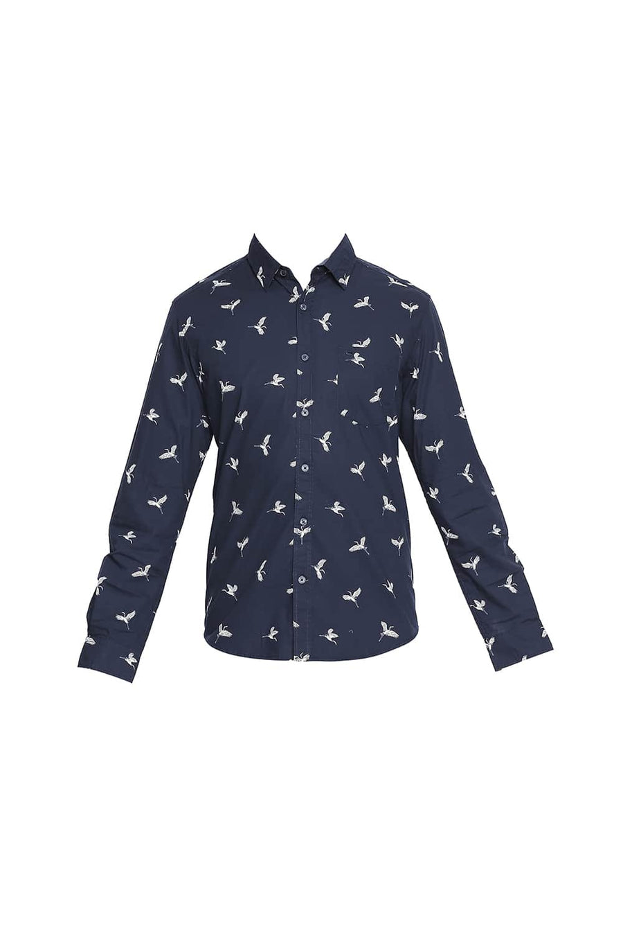 BASICS SLIM FIT MOOD NAVY  PRINTED SHIRT