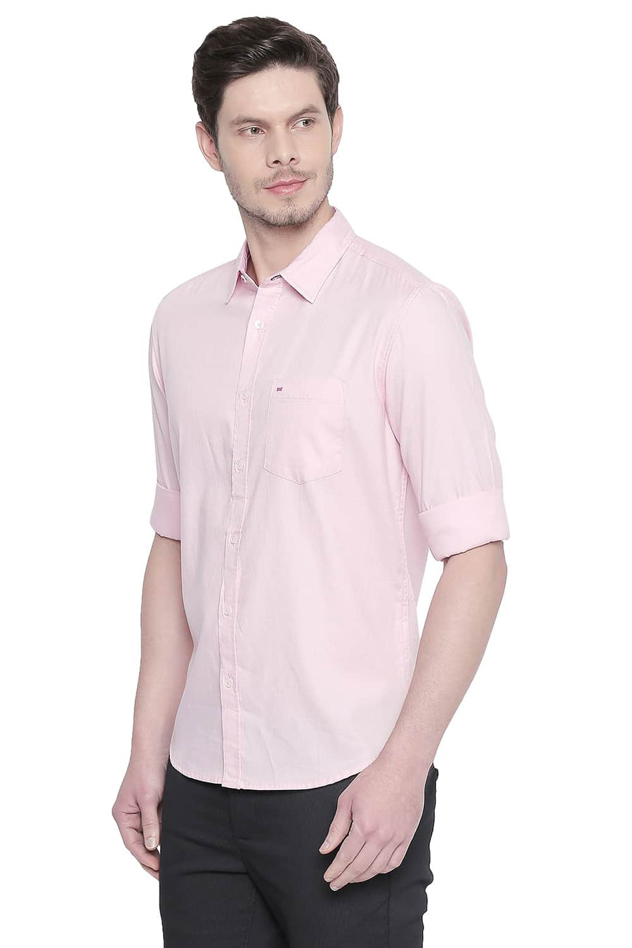 BASICS SLIM FIT FAIRY TALE PINK DOBBY SHIRT