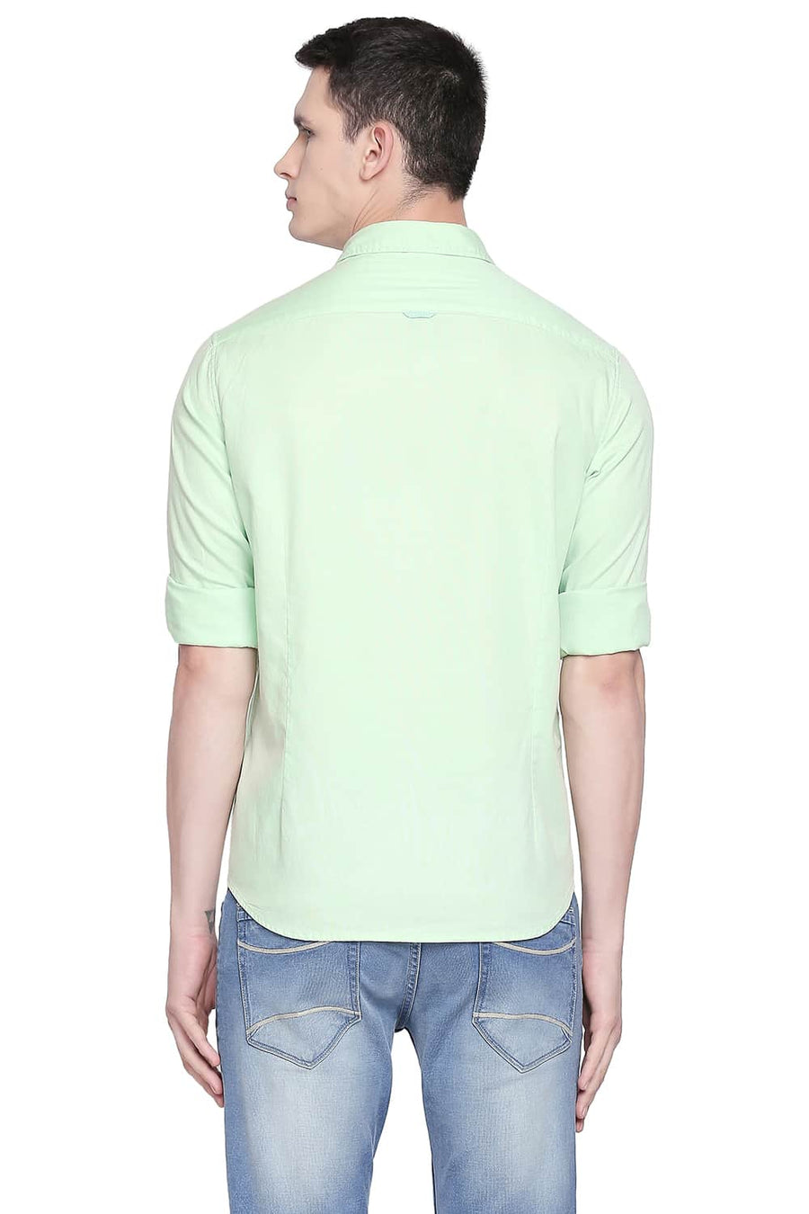 BASICS SLIM FIT PATINA GREEN DOBBY SHIRT