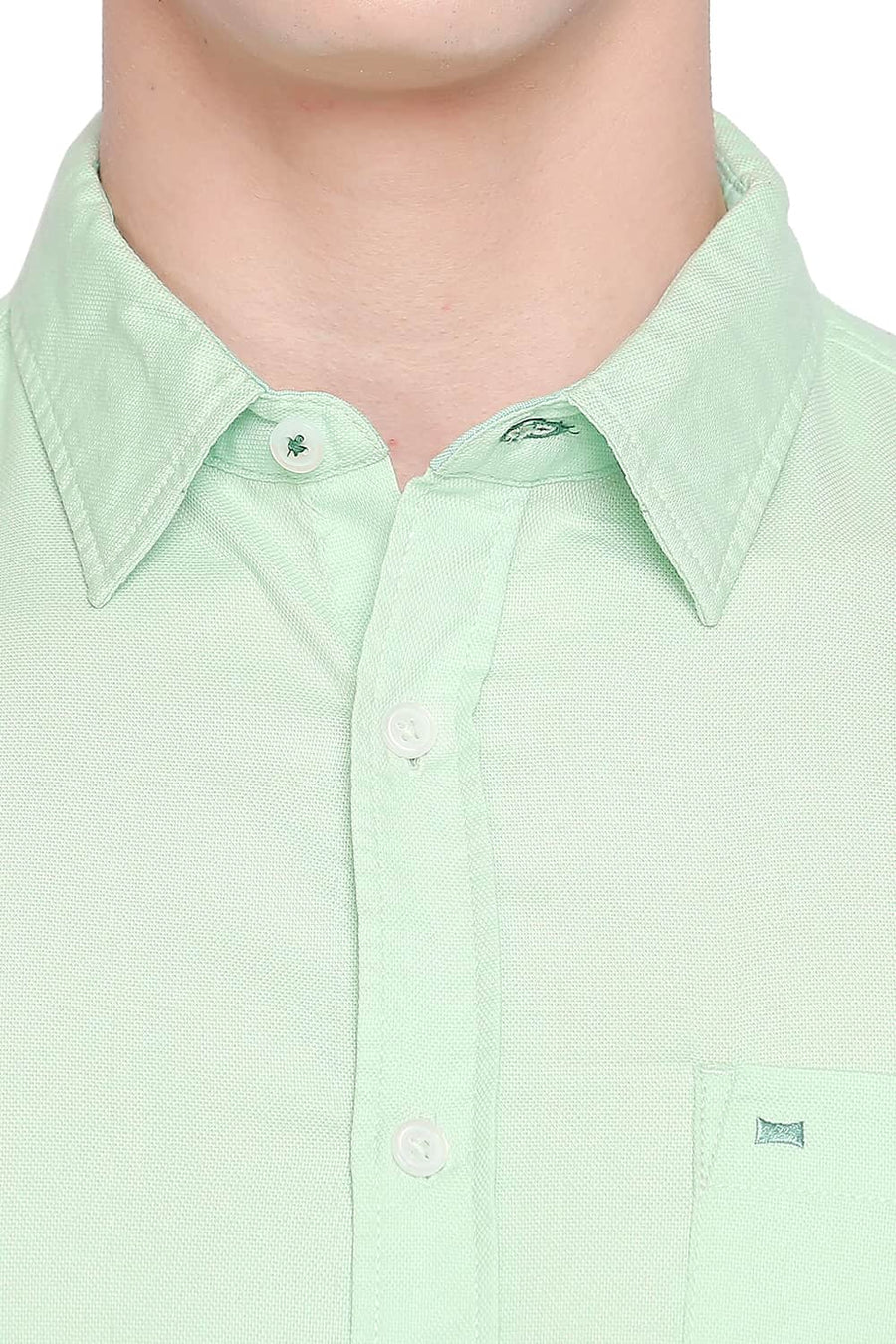 BASICS SLIM FIT PATINA GREEN DOBBY SHIRT