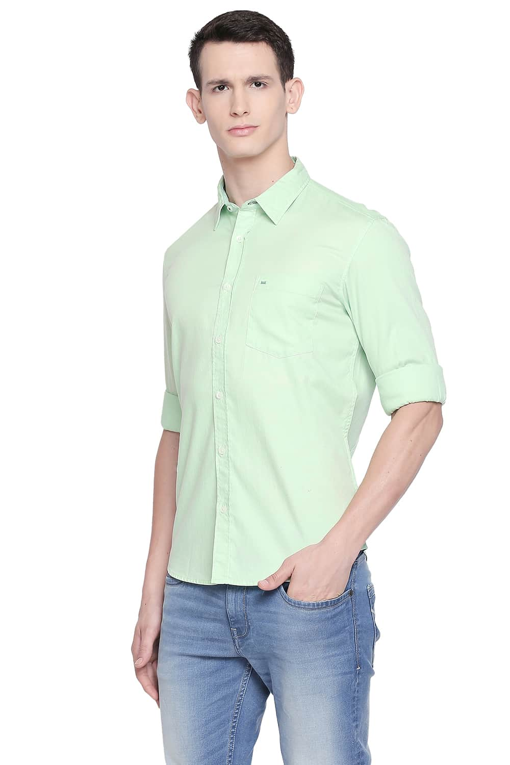 BASICS SLIM FIT DOBBY SHIRT