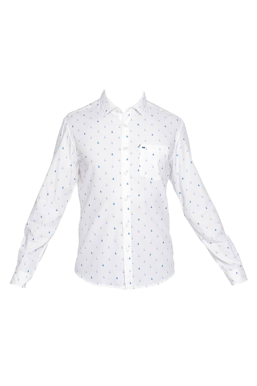 BASICS SLIM FIT BLUE ASTER PRINTED DOBBY SHIRT