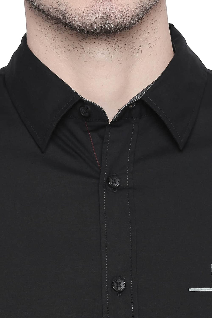 BASICS SLIM FIT MOONLESS NIGHT POPLIN STRETCH SHIRT