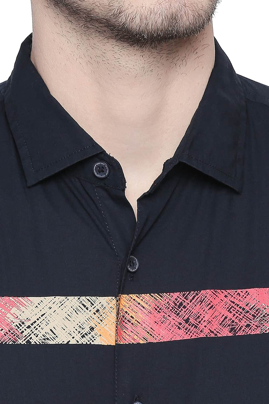 BASICS SLIM FIT OUTER SPACE POPLIN STRETCH SHIRT