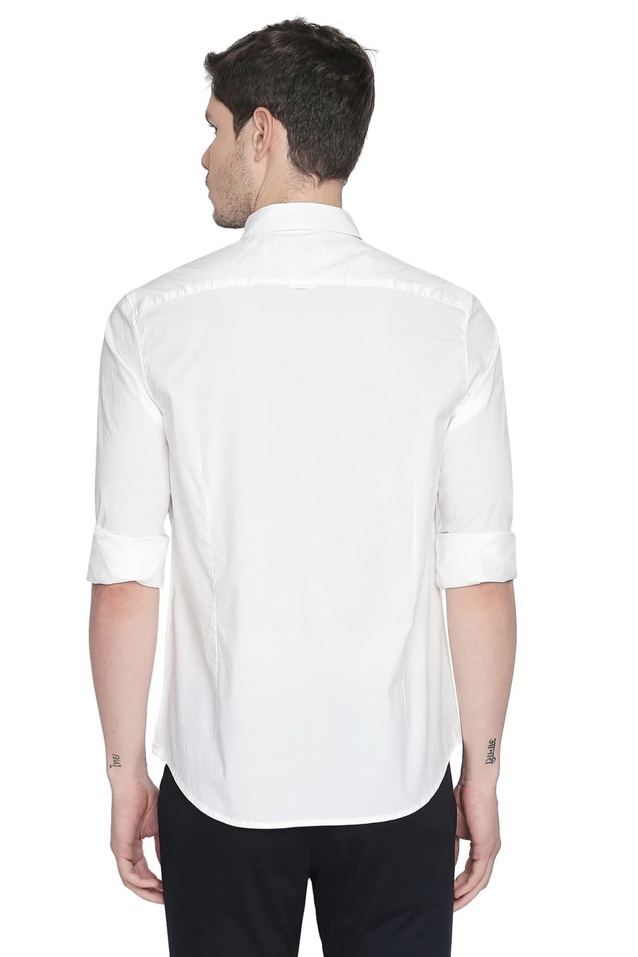 BASICS SLIM FIT CLOUD WHITE STRETCH SHIRT