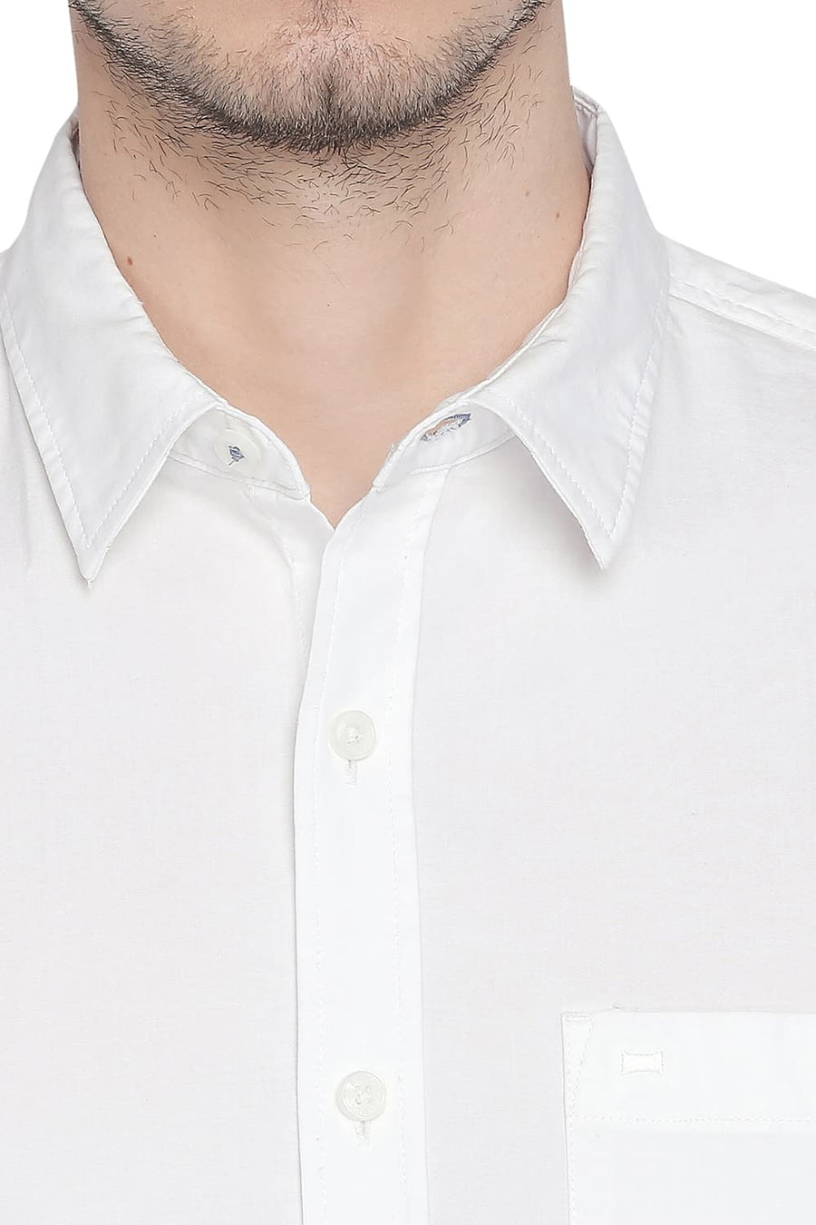BASICS SLIM FIT CLOUD WHITE STRETCH SHIRT