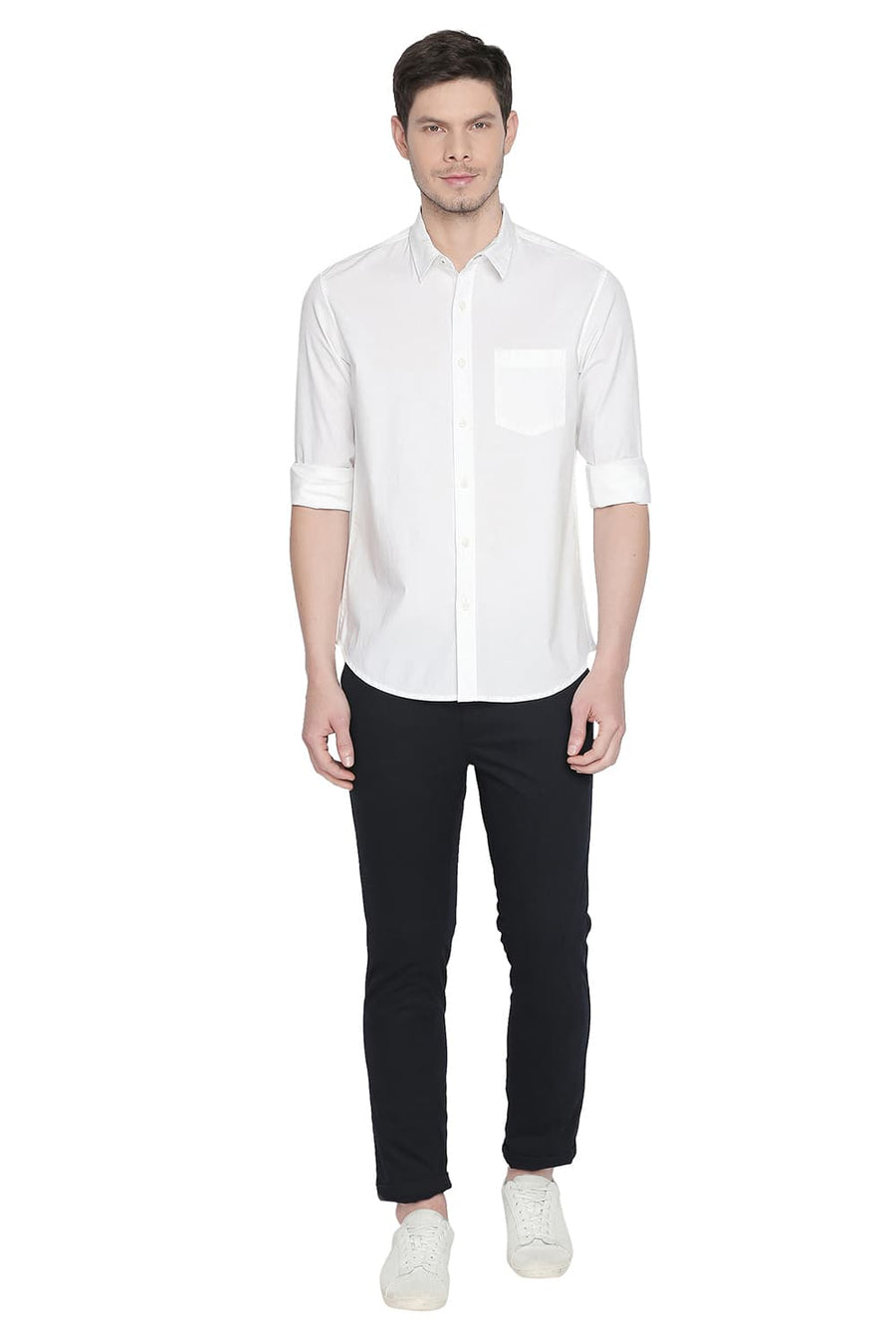 BASICS SLIM FIT CLOUD WHITE STRETCH SHIRT
