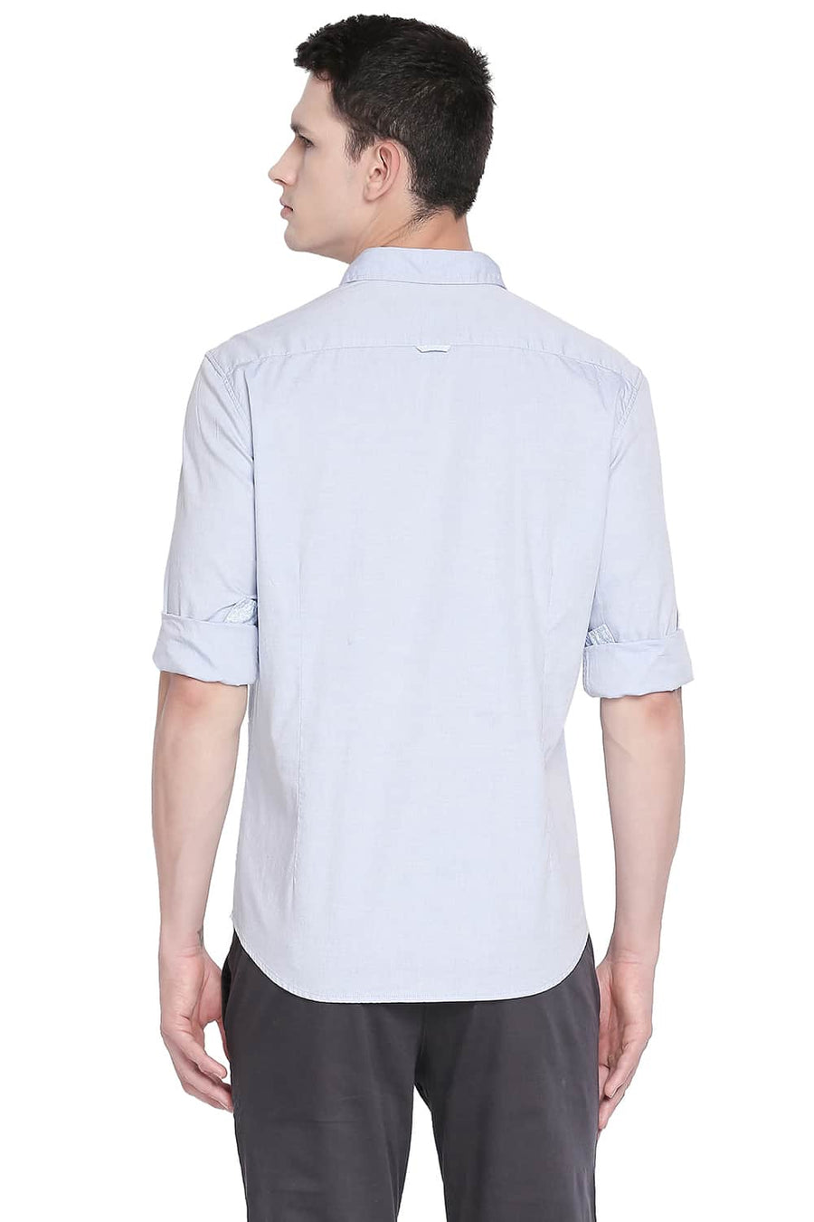 BASICS SLIM FIT POWDER BLUE OXFORD SHIRT