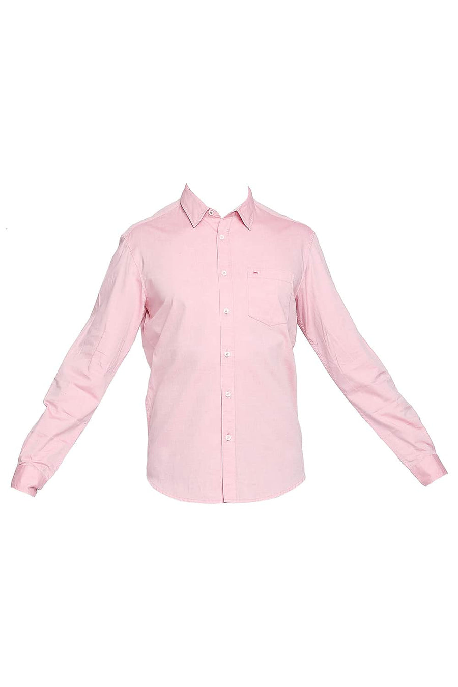 BASICS SLIM FIT PEACH RED OXFORD SHIRT