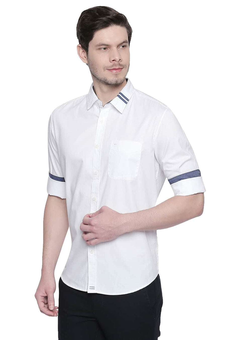BASICS SLIM FIT BLANC WHITE OXFORD SHIRT