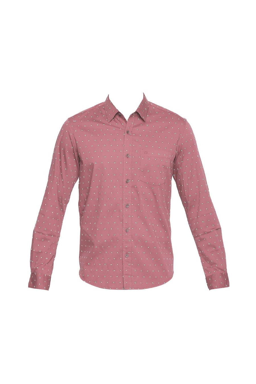 BASICS SLIM FIT CLARET MAROON TWILL PRINTED SHIRT