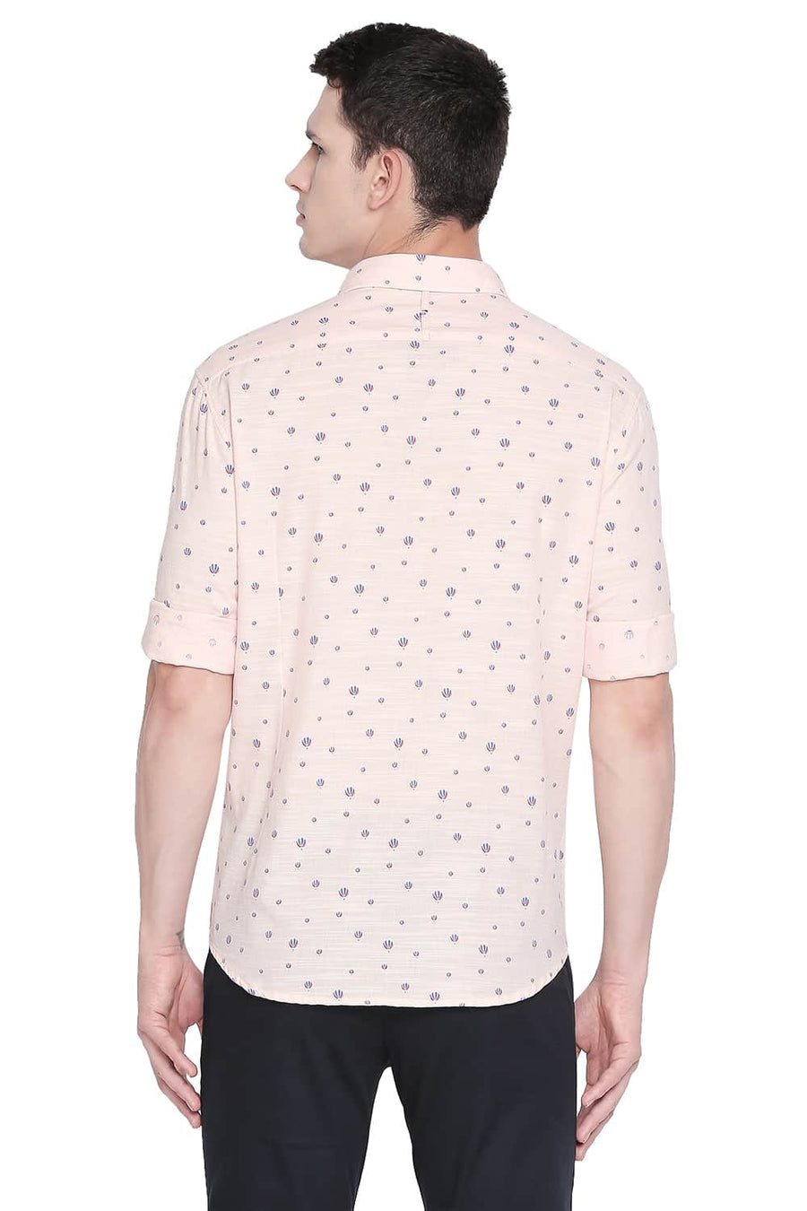 BASICS SLIM FIT SOFT PINK PRINTED SHIRT