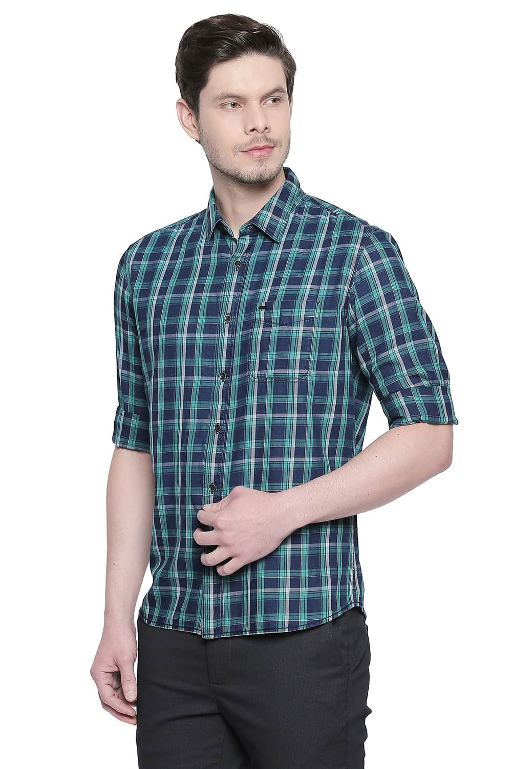 BASICS SLIM FIT CHECKS SHIRT