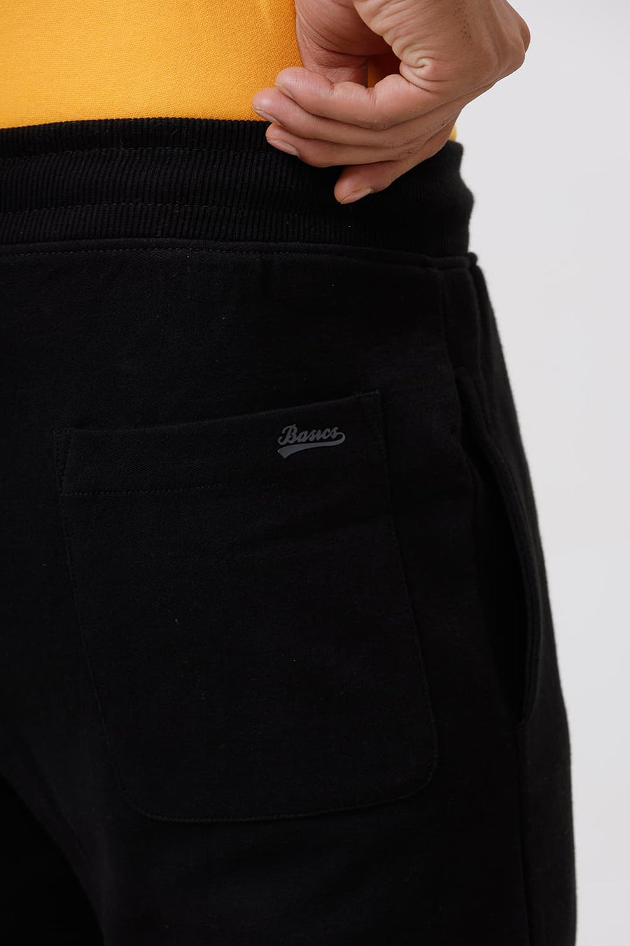 BASICS SLIM FIT JET BLACK SOLID TRACK PANTS