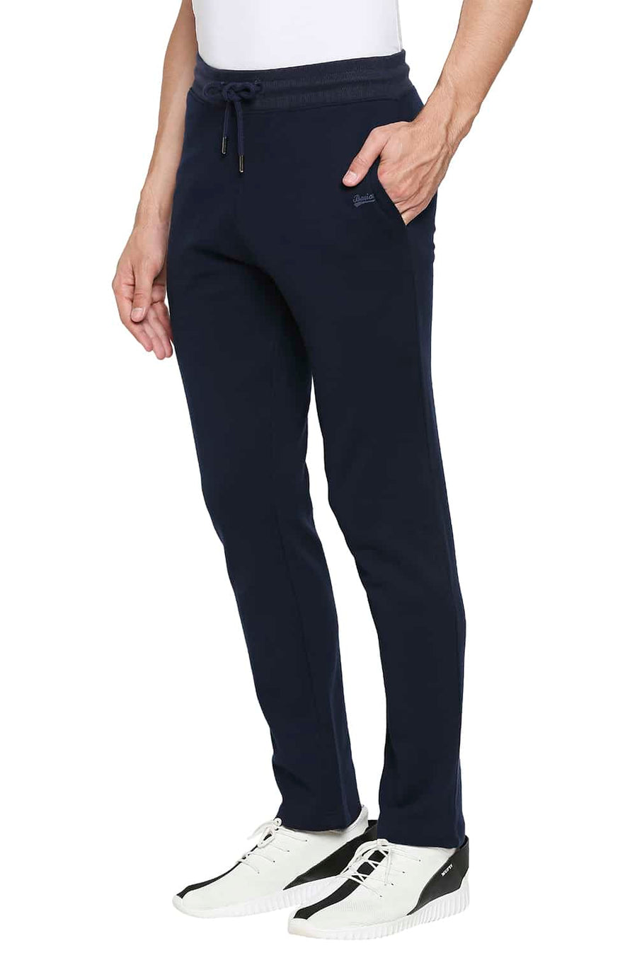 BASICS SLIM FIT DRESS BLUE SOLID TRACK PANTS