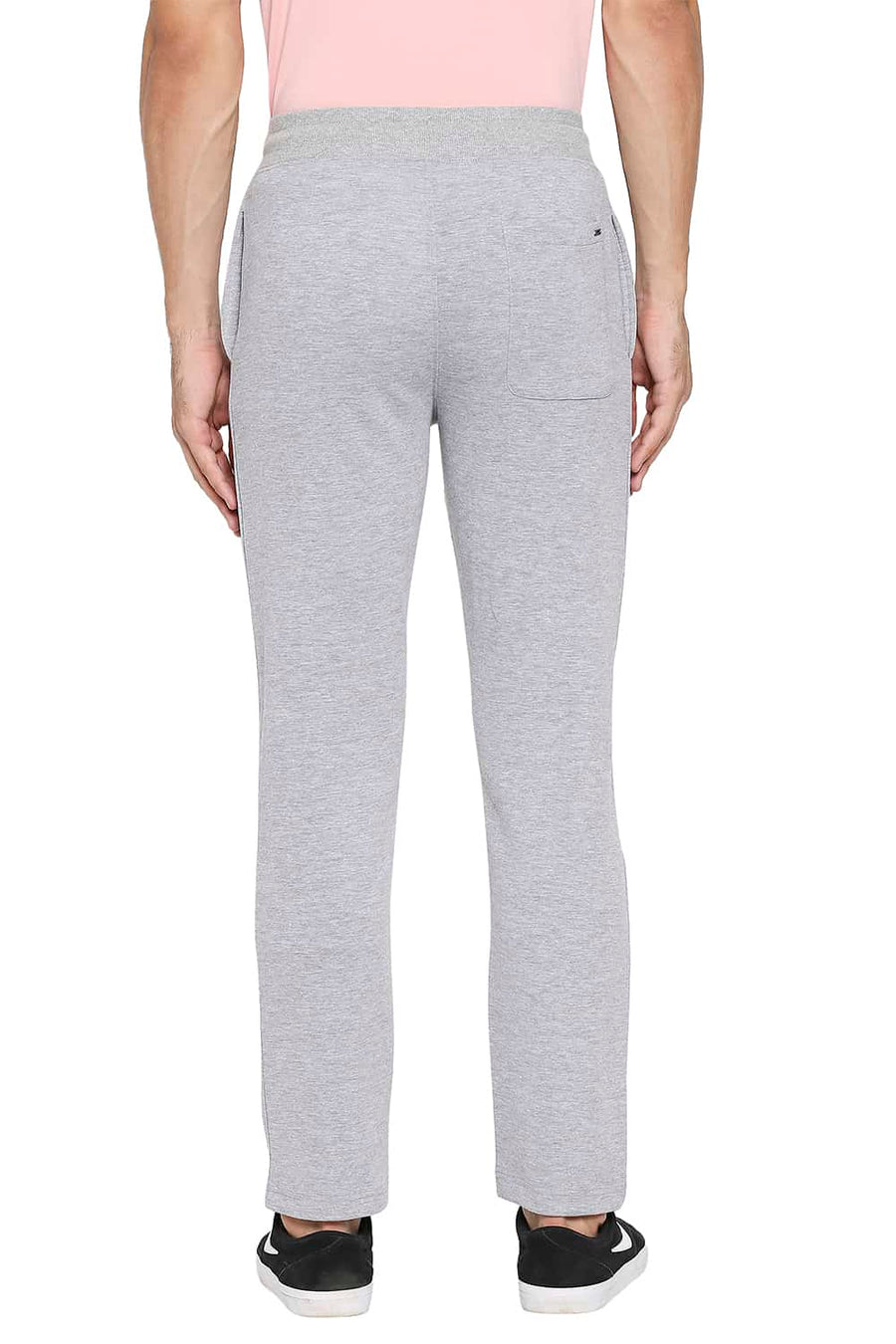 BASICS SLIM FIT GREY MELANGE SOLID TRACK PANTS