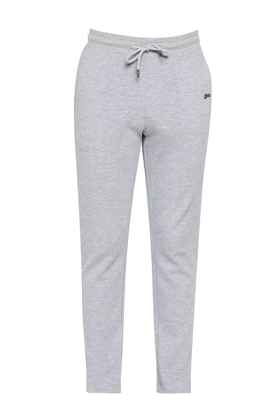 BASICS SLIM FIT GREY MELANGE SOLID TRACK PANTS
