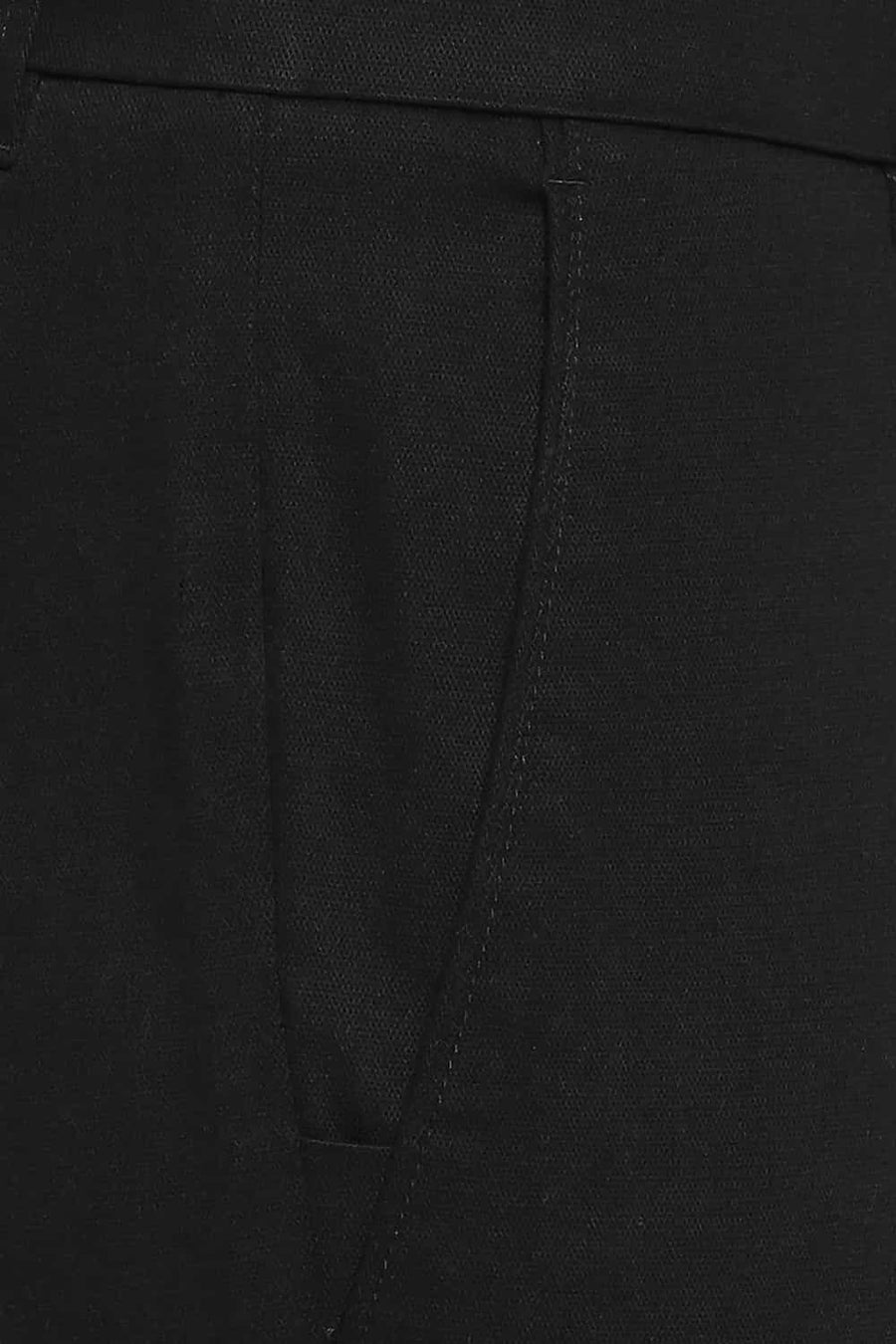BASICS TAPERED FIT JET SET BLACK STRETCH TROUSERS
