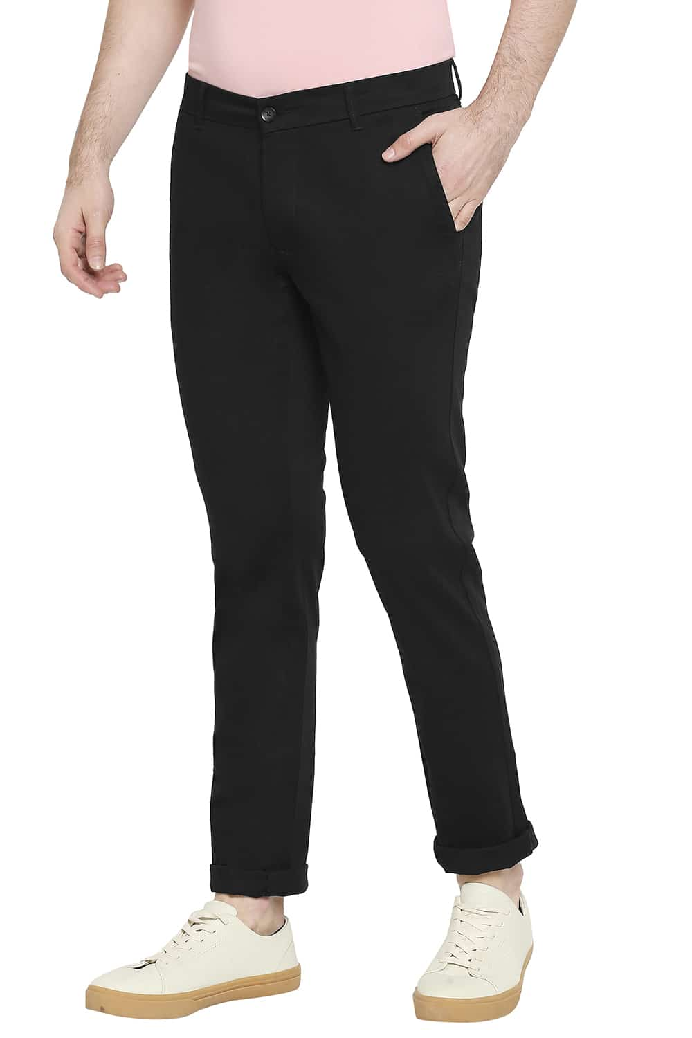 BASICS TAPERED FIT STRETCH TROUSERS