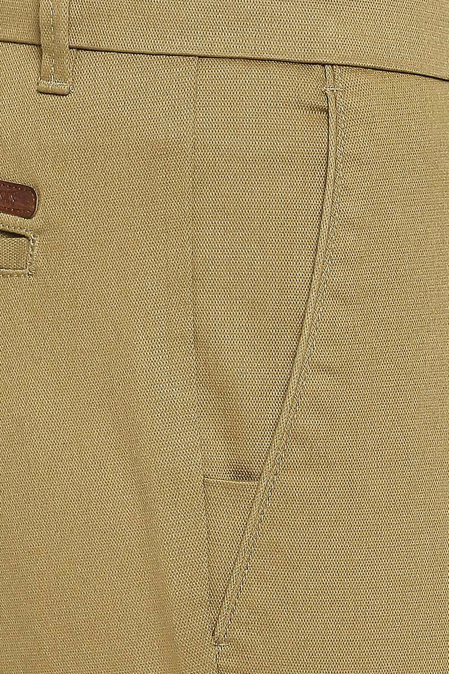 BASICS TAPERED FIT DIJON KHAKI STRETCH TROUSERS