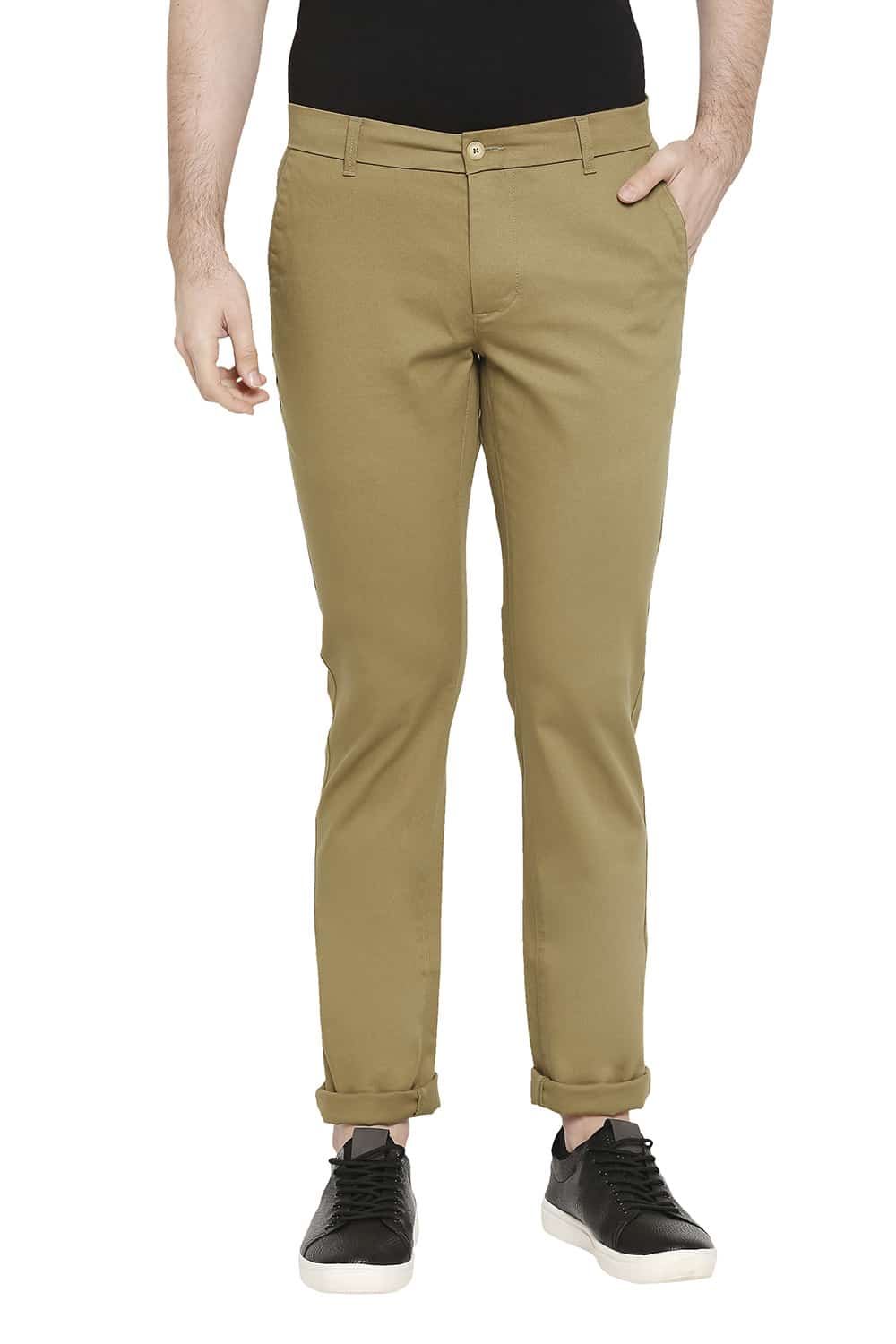 BASICS TAPERED FIT STRETCH TROUSERS