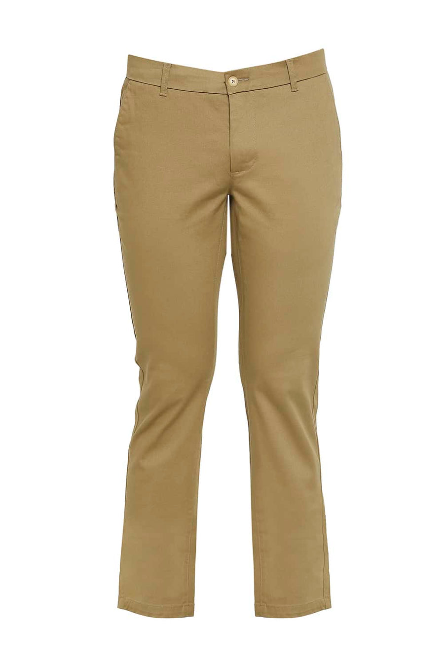 BASICS TAPERED FIT DIJON KHAKI STRETCH TROUSERS