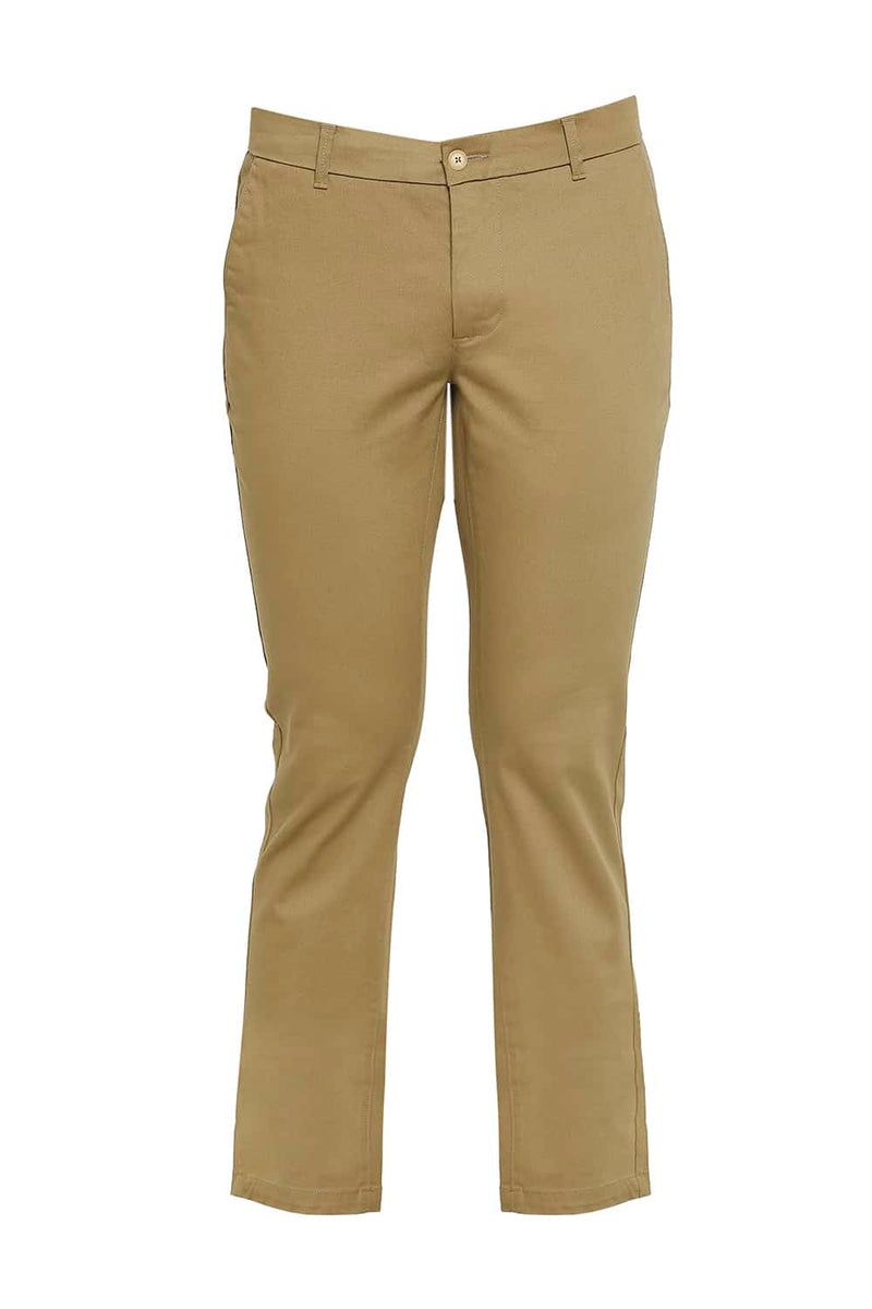 BASICS TAPERED FIT STRETCH TROUSERS