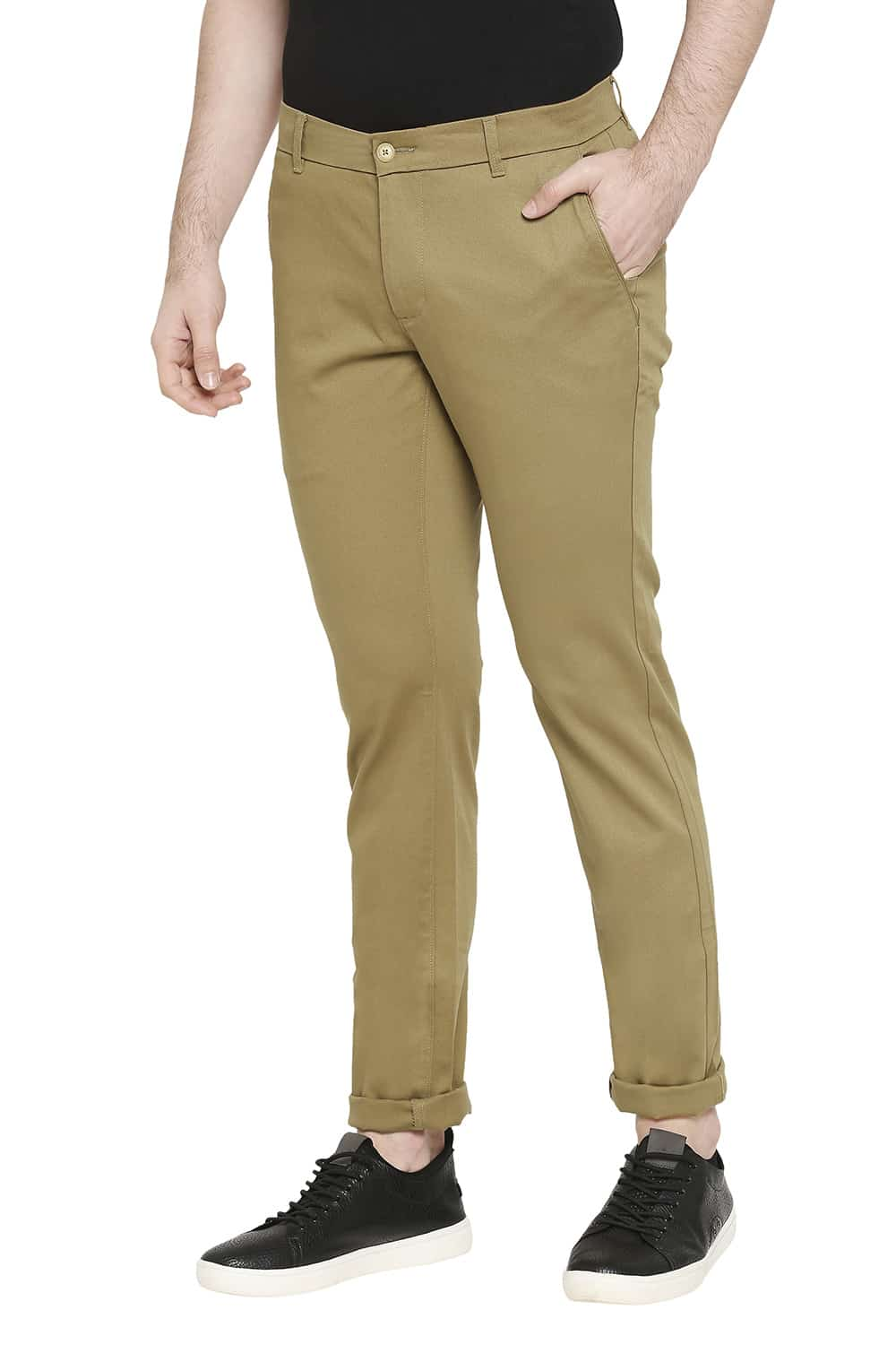 BASICS TAPERED FIT STRETCH TROUSERS