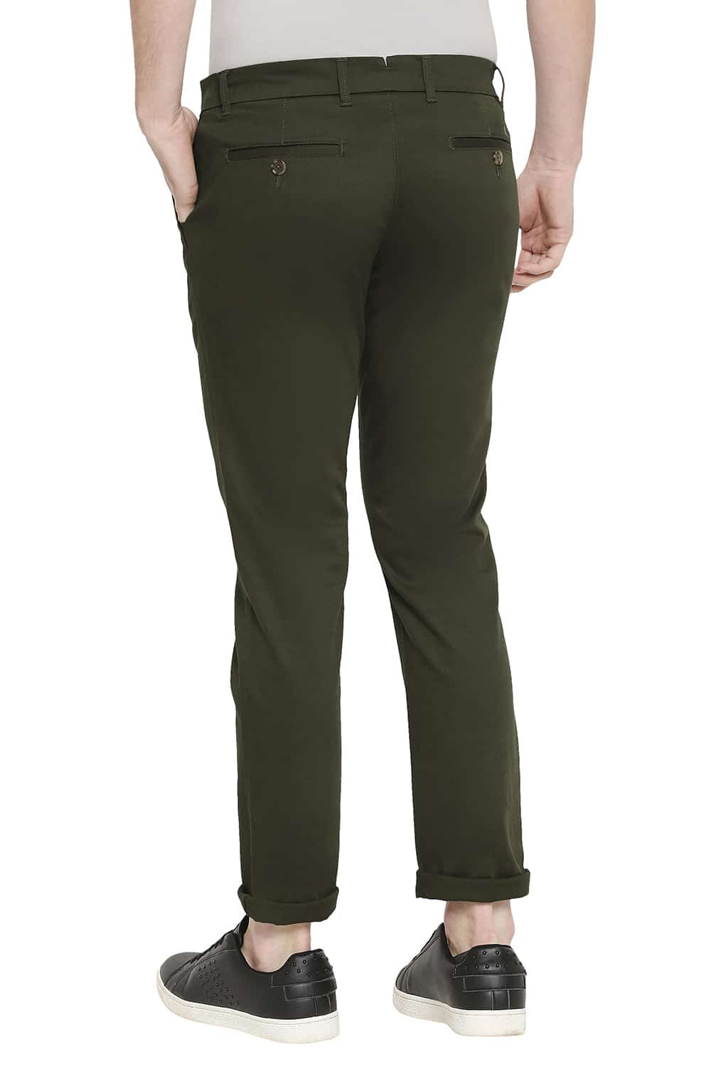 BASICS TAPERED FIT STRETCH TROUSERS