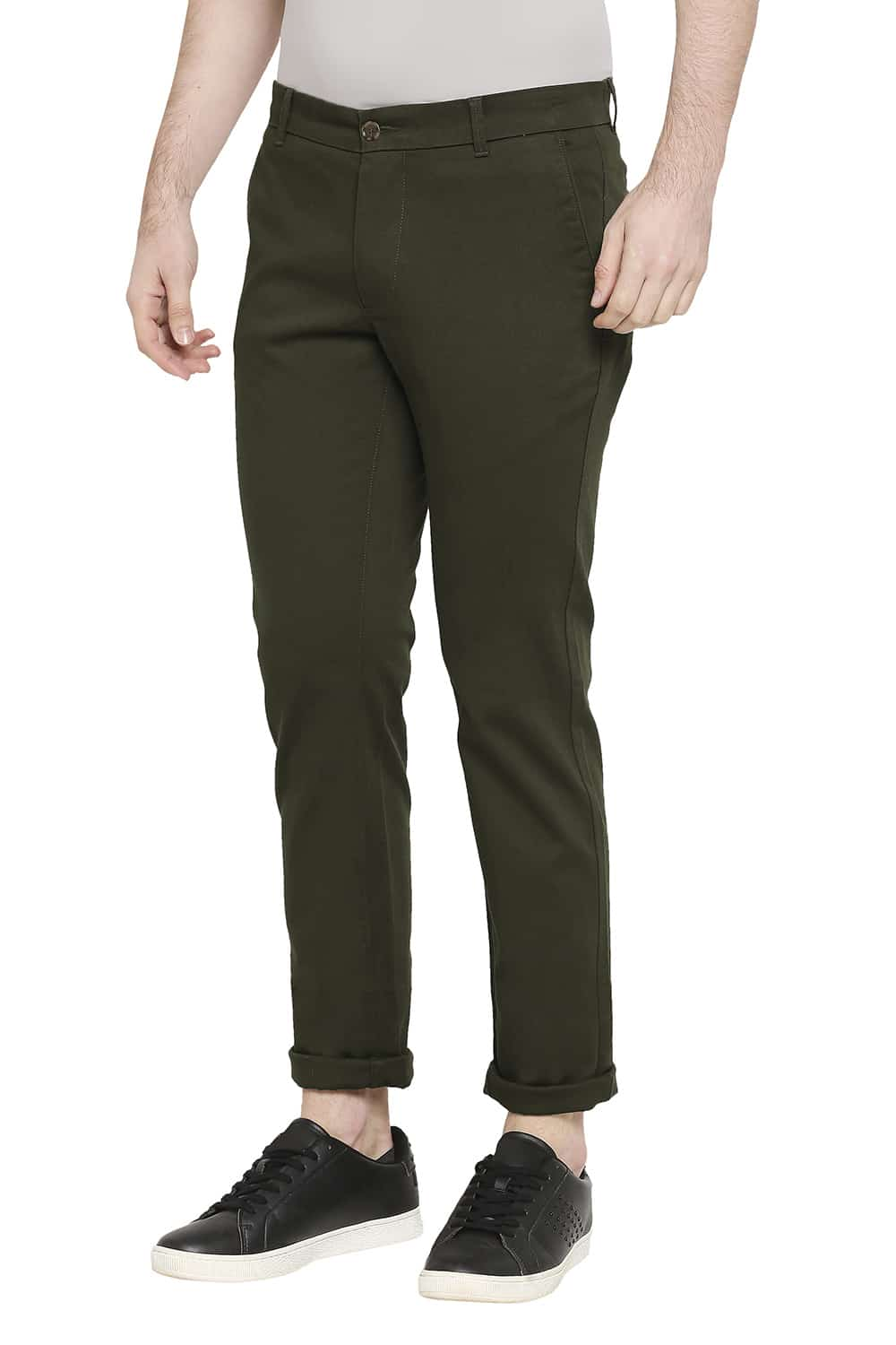 BASICS TAPERED FIT STRETCH TROUSERS