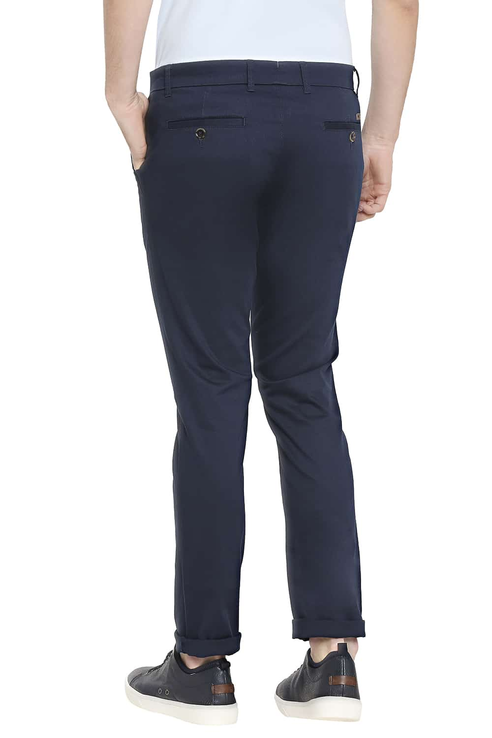 BASICS TAPERED FIT STRETCH TROUSERS