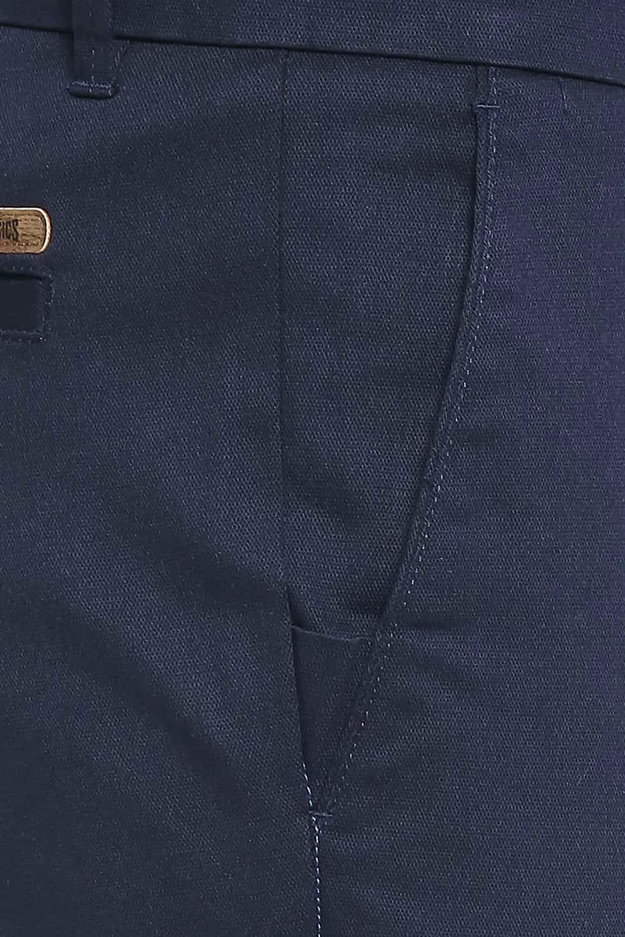 BASICS TAPERED FIT NAVY PEONY STRETCH TROUSERS