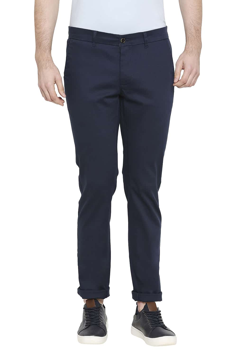 BASICS TAPERED FIT STRETCH TROUSERS