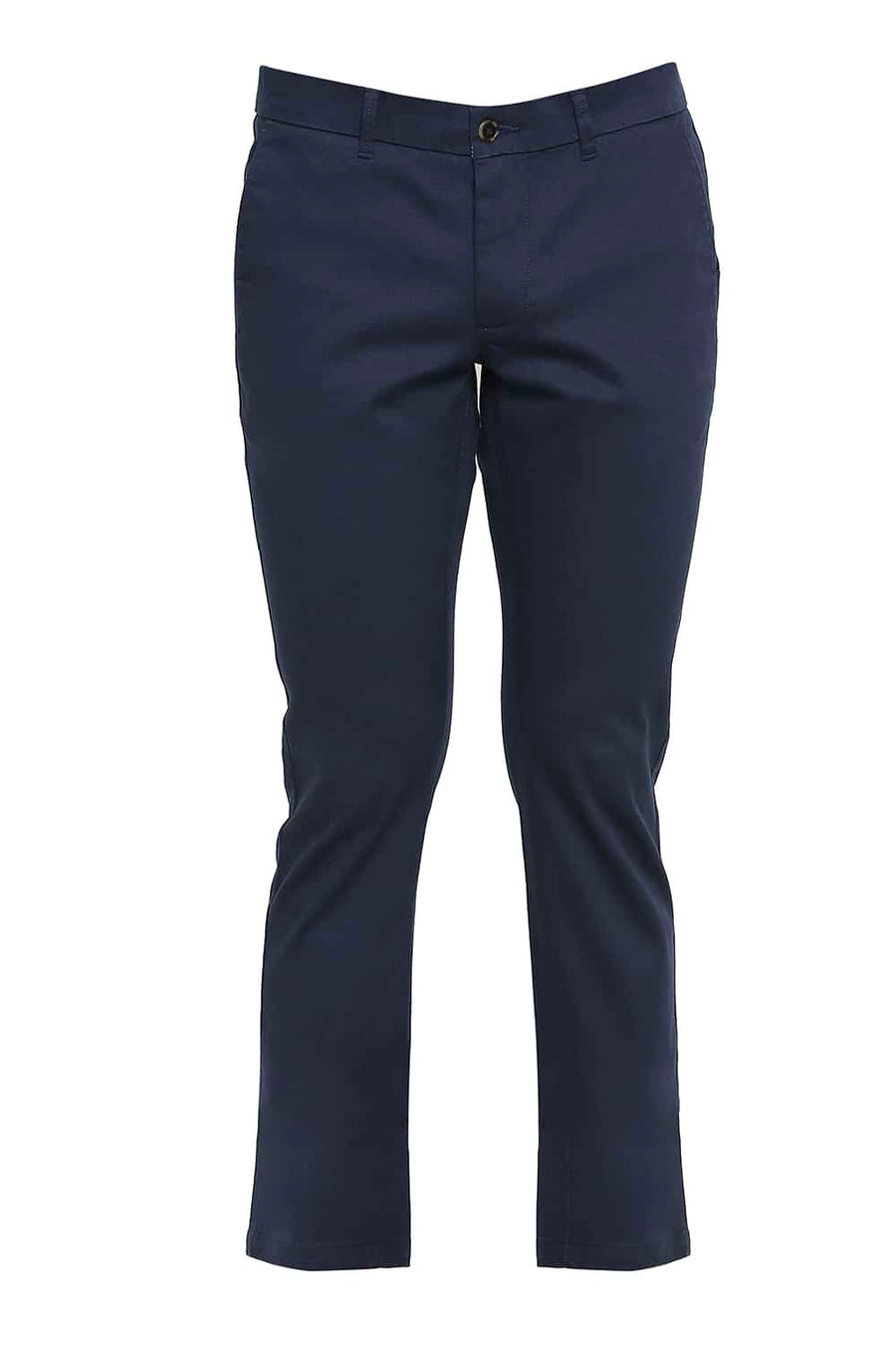 BASICS TAPERED FIT NAVY PEONY STRETCH TROUSERS