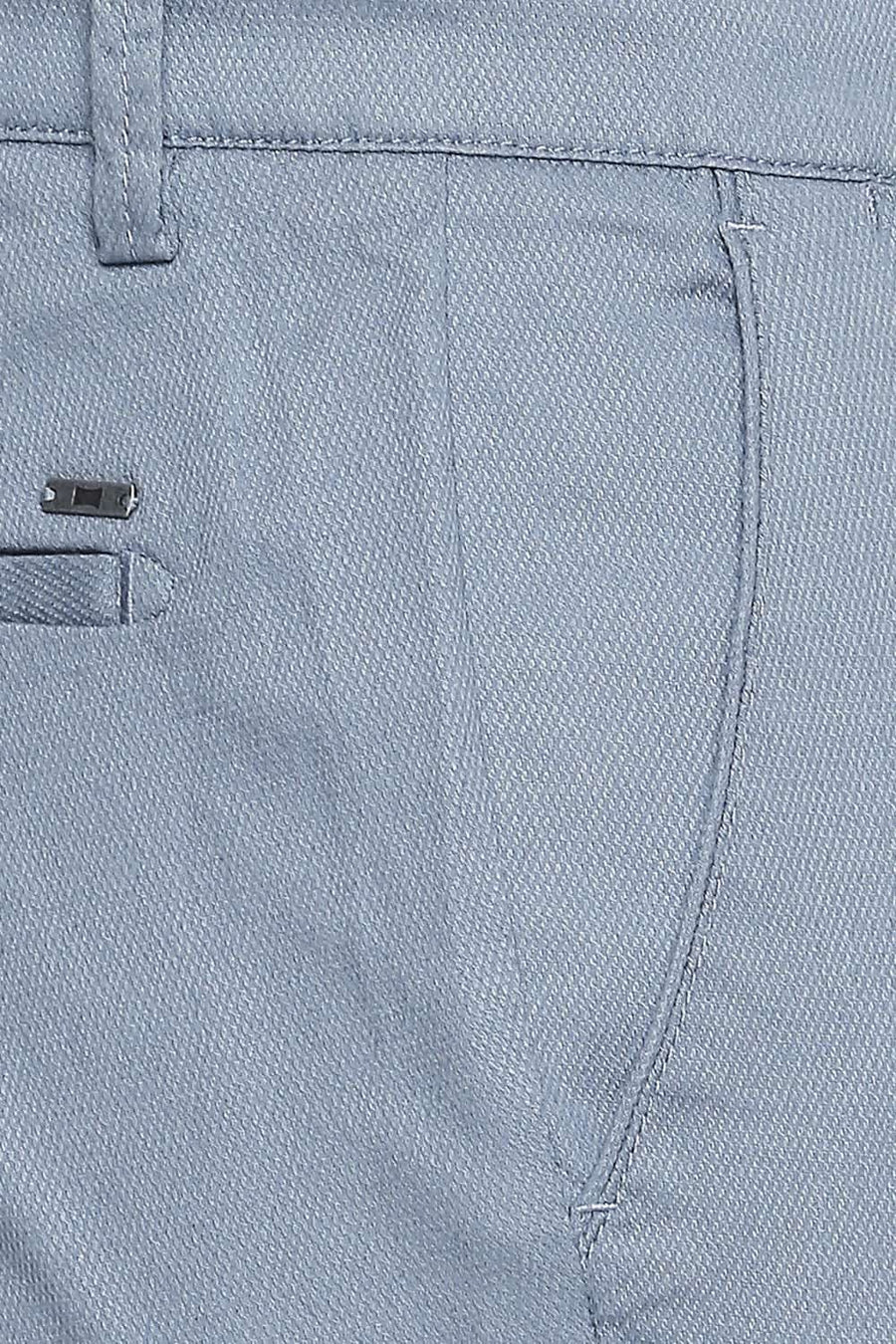 BASICS TAPERED FIT BLUE STONE STRETCH TROUSER