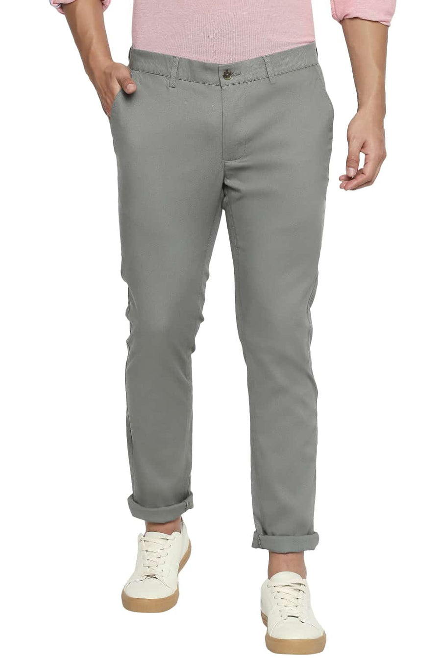 BASICS TAPERED FIT LAUREL GREEN STRETCH TROUSER