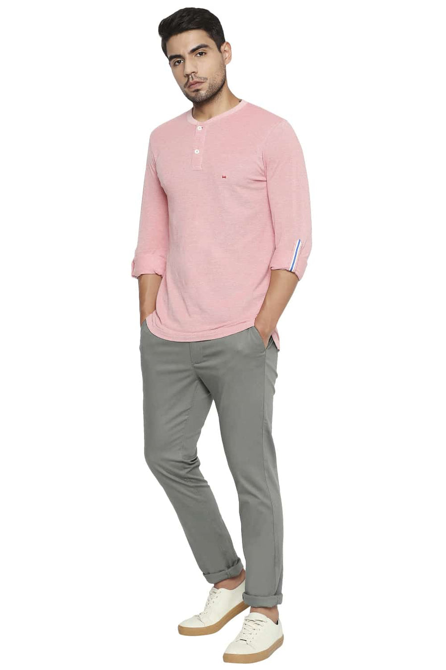 BASICS TAPERED FIT LAUREL GREEN STRETCH TROUSER
