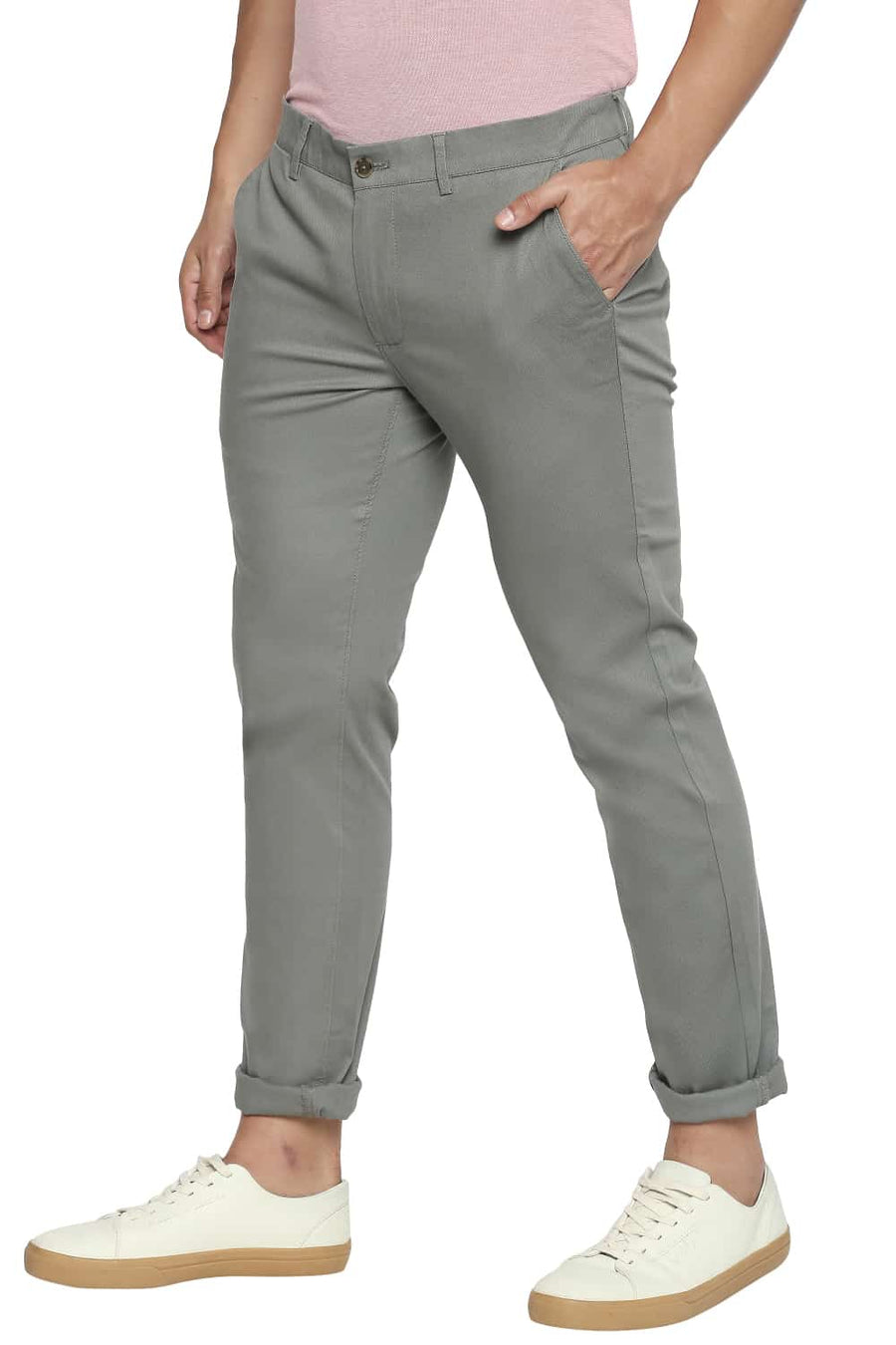 BASICS TAPERED FIT LAUREL GREEN STRETCH TROUSER