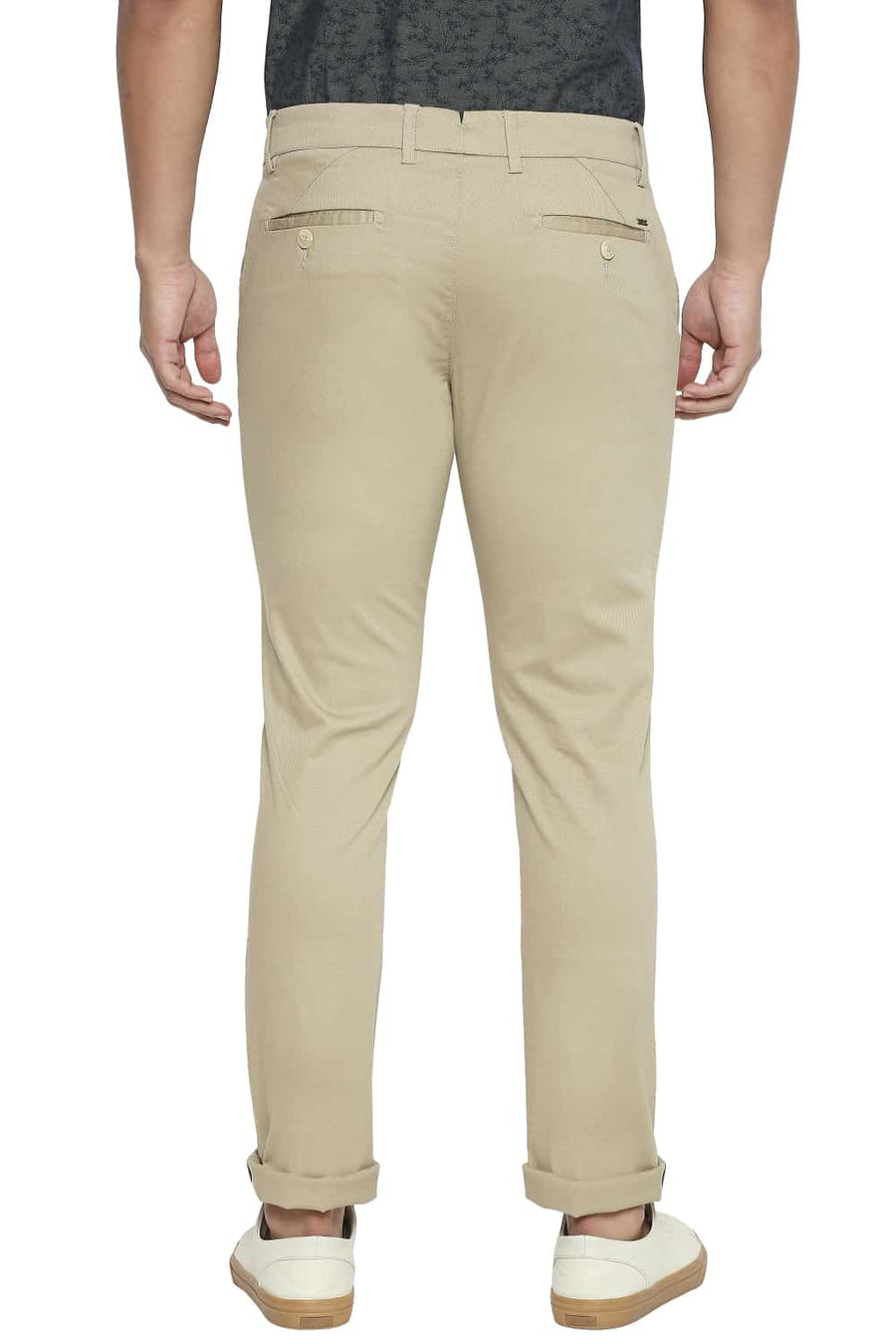 BASICS TAPERED FIT PALE KHAKI STRETCH TROUSER
