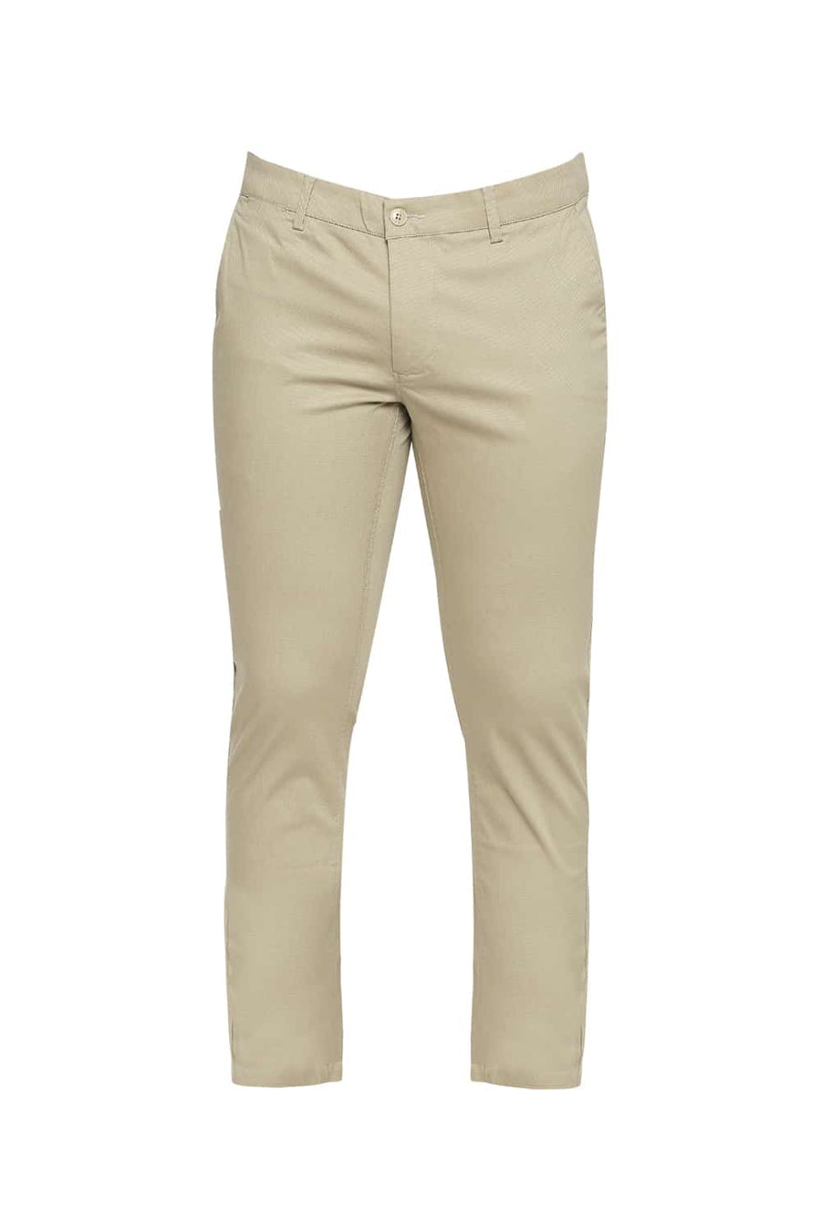 BASICS TAPERED FIT PALE KHAKI STRETCH TROUSER