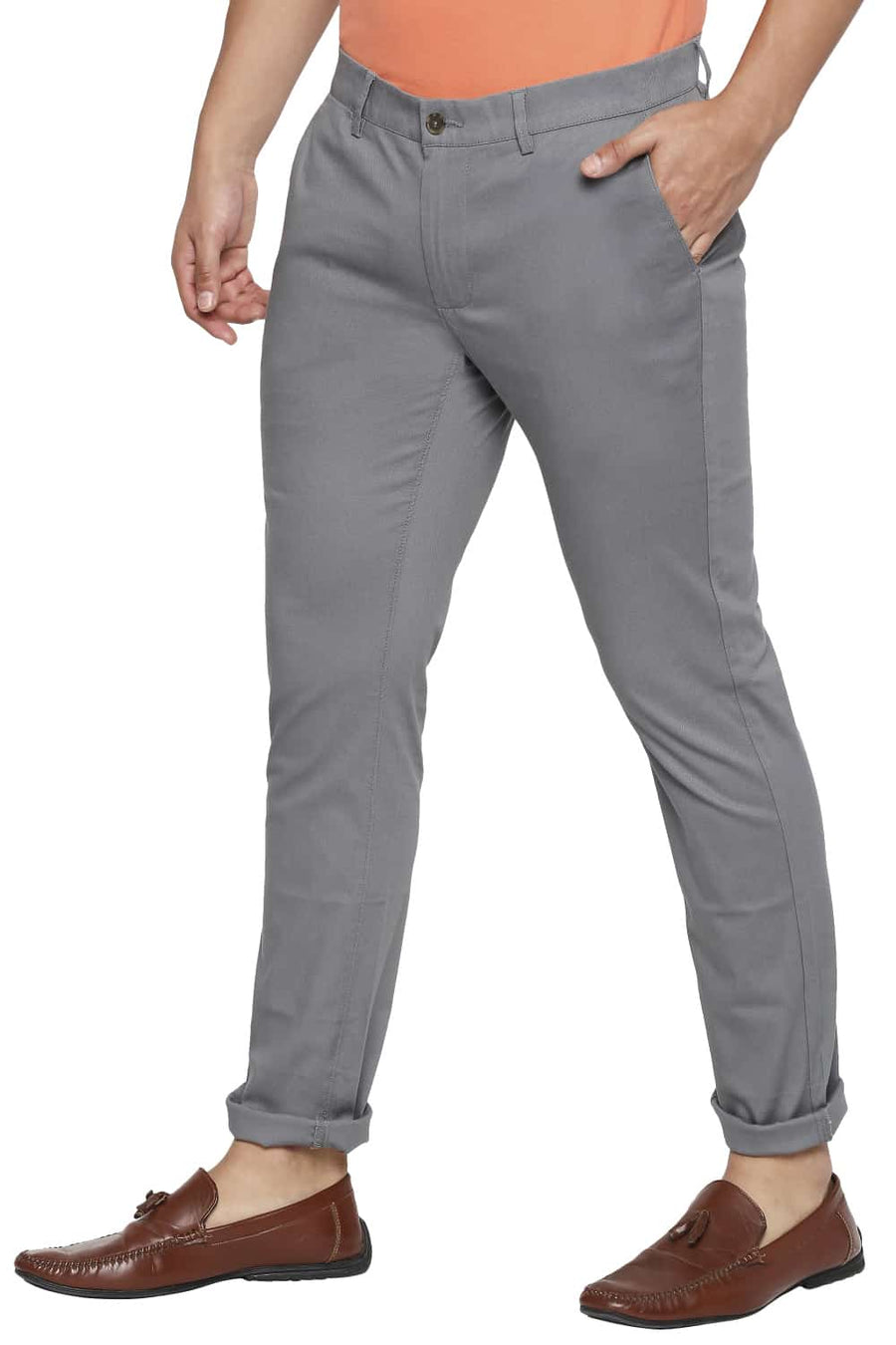 BASICS TAPERED FIT SAGE GREY STRETCH TROUSER