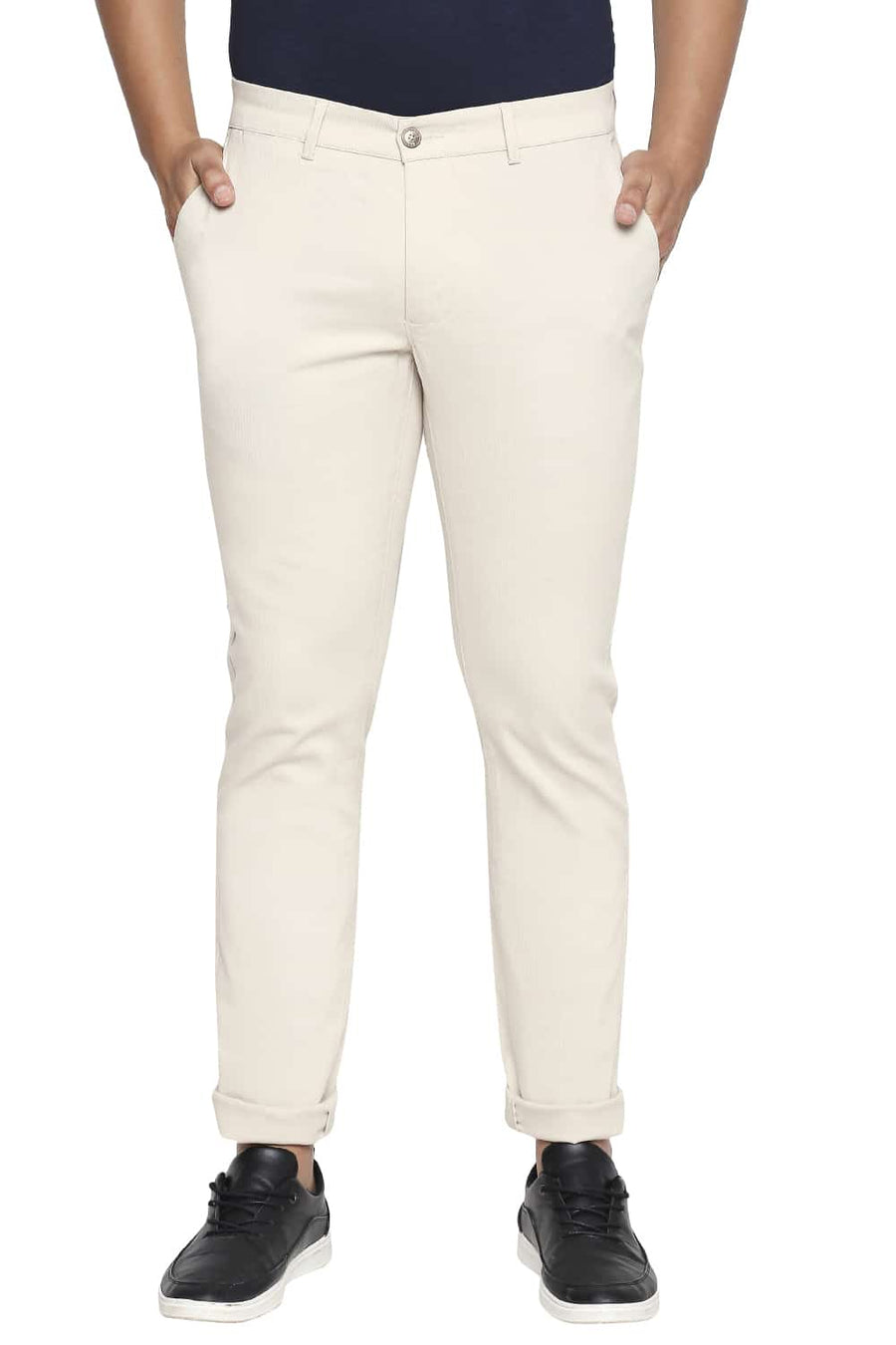 BASICS TAPERED FIT WHITECAP GREY STRETCH TROUSER