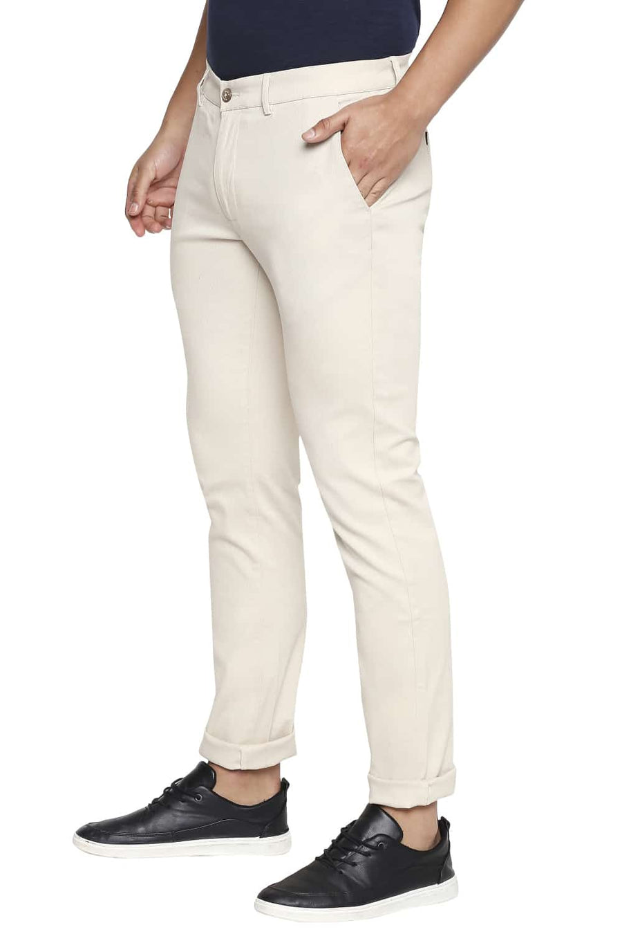 BASICS TAPERED FIT WHITECAP GREY STRETCH TROUSER